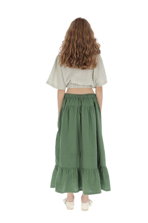 Belle Chiara Cactus Cotton Long Ruffle Skirt - Image 3