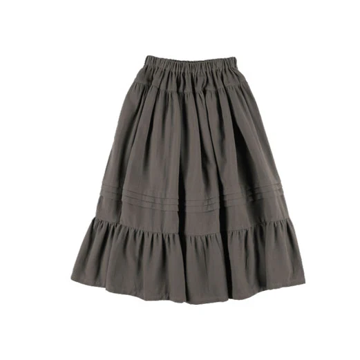 Belle Chiara Cotton Volcanic Earth Long Ruffle Skirt