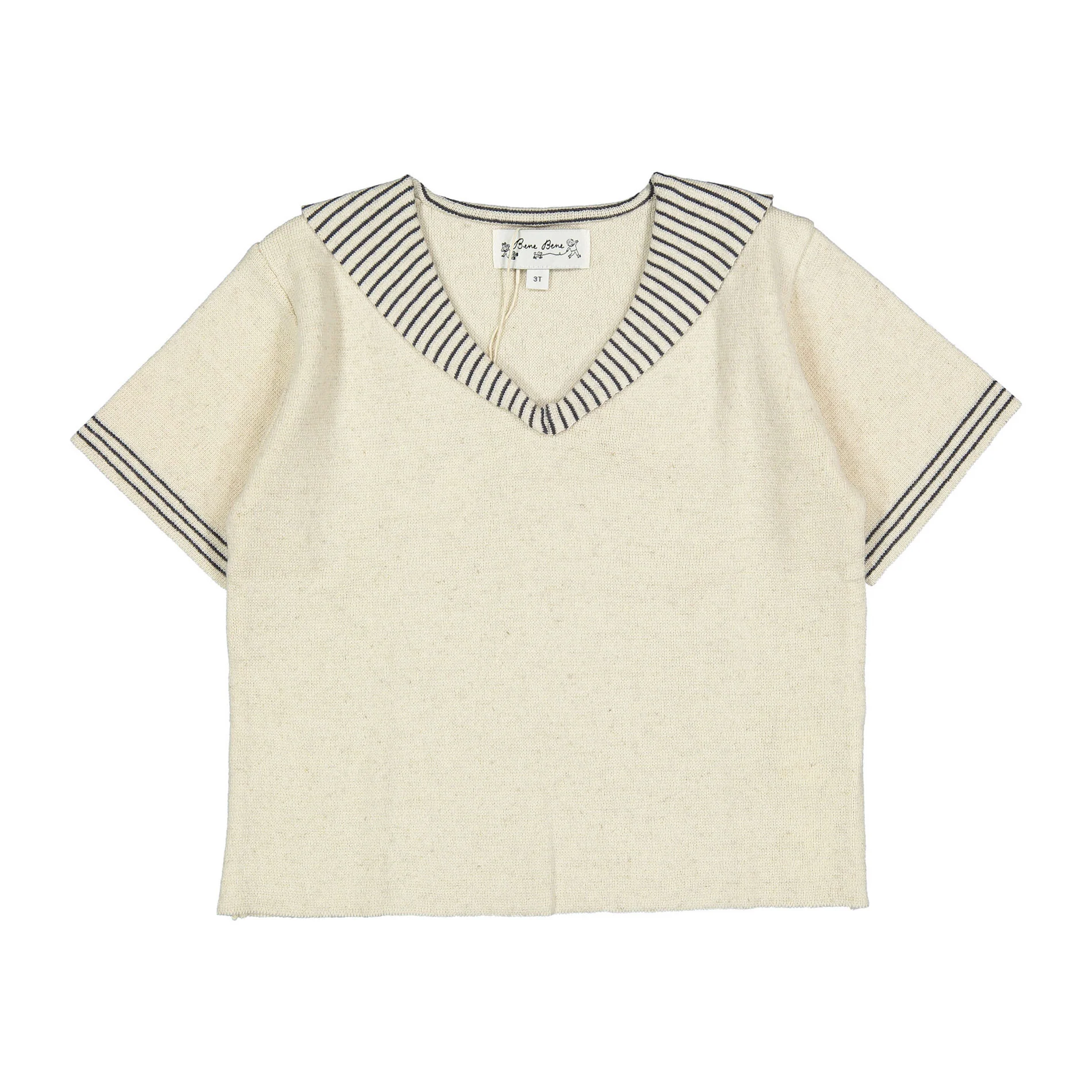 Bene Bene Beige Marine Collar Knit T-shirt