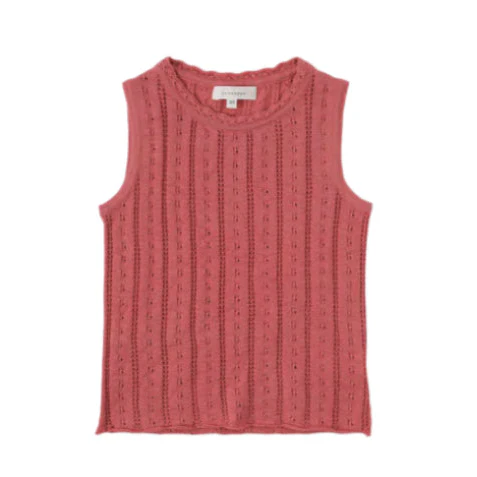 Bene Bene Cherry Pink Flutter Eyelet Knit Sleeveless