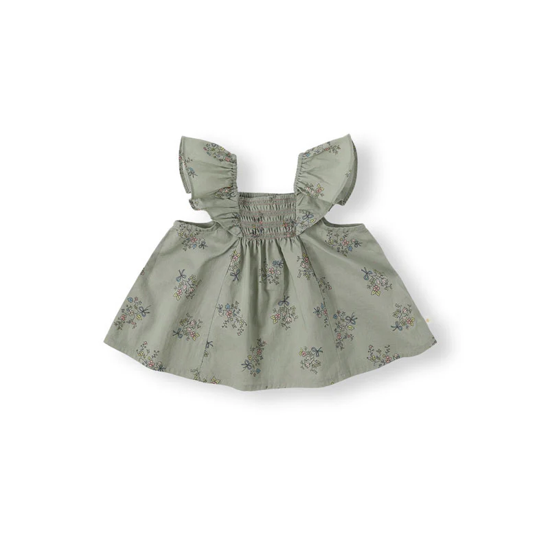 Bene Bene Khaki Baby Camille Smocking Frill Blouse