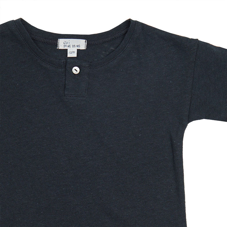 Bene Bene Navy Linen Half Bodysuit - Image 3