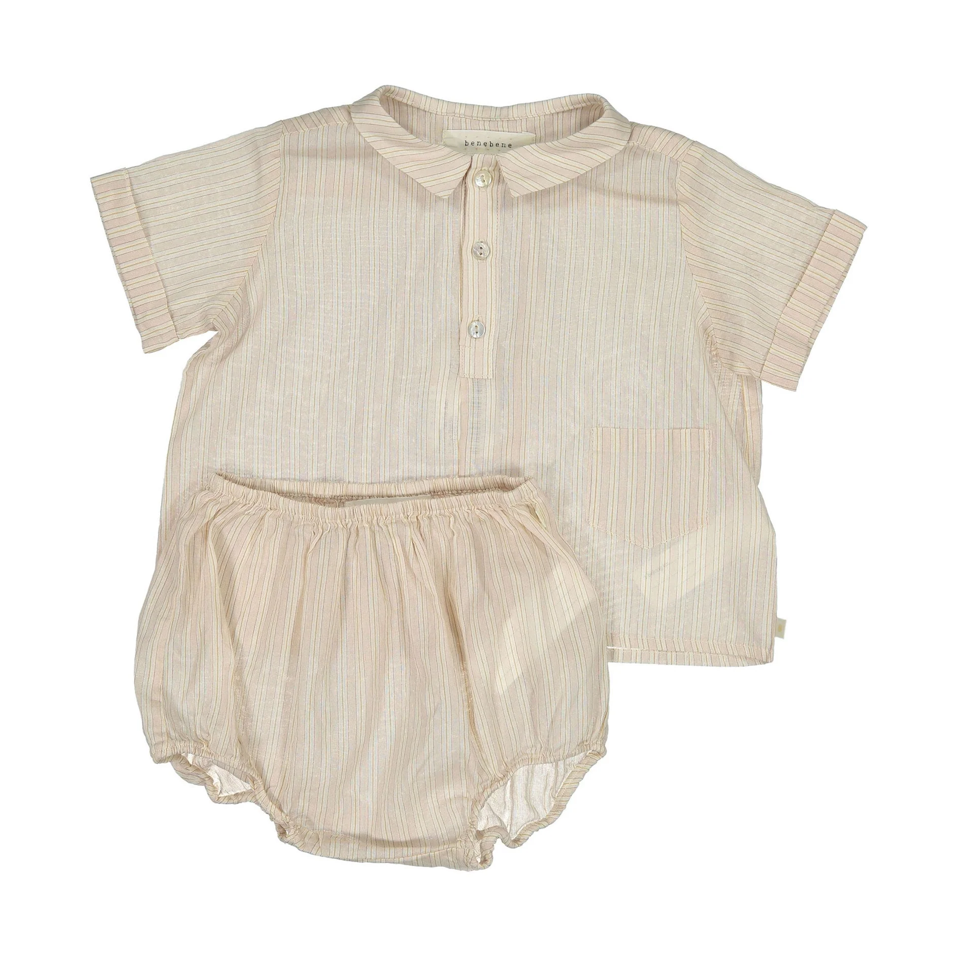 Bene Bene Pale Pink Baby Ian Stripe Shirt Set