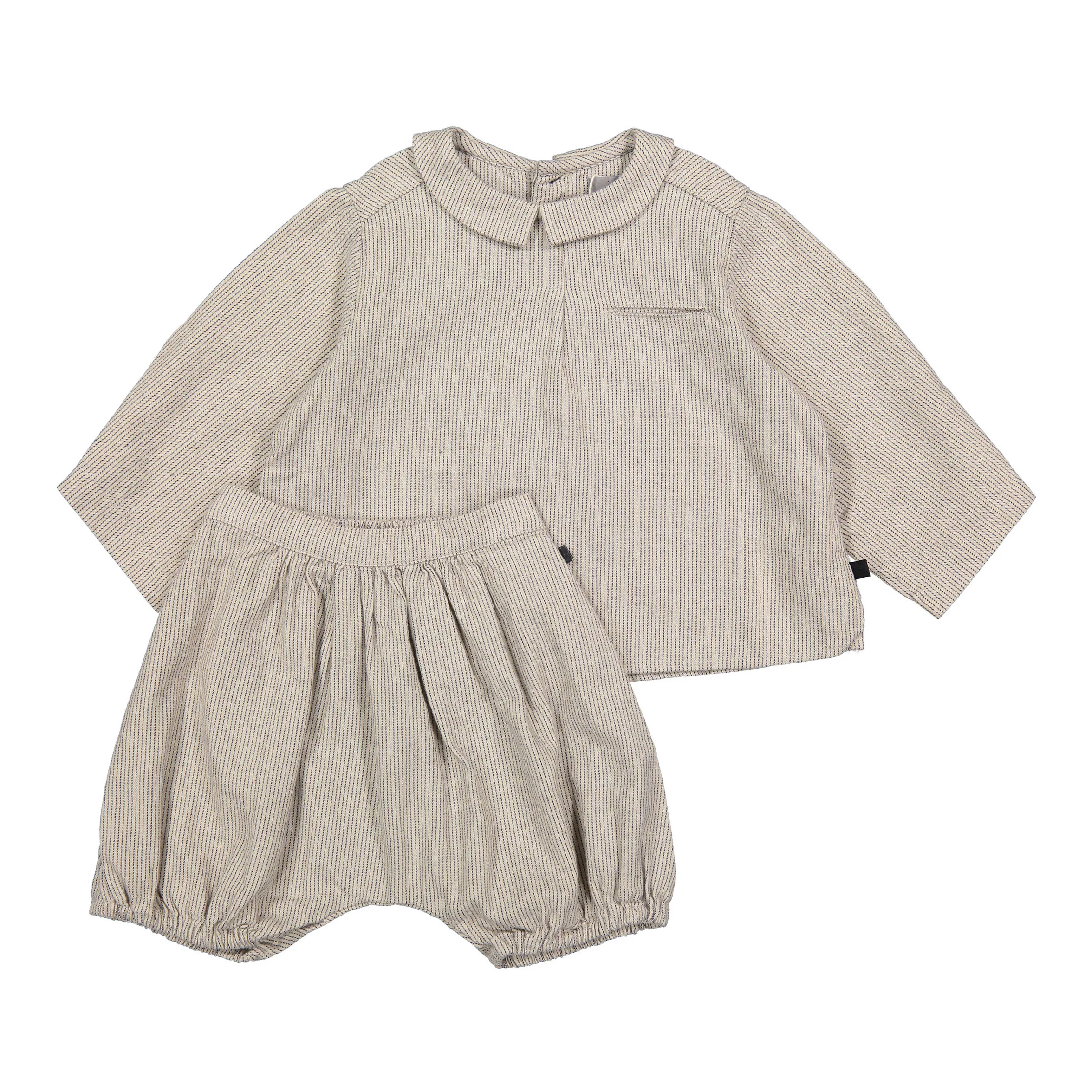 Bene Bene Beige Harper Stripe Baby Shirt Set