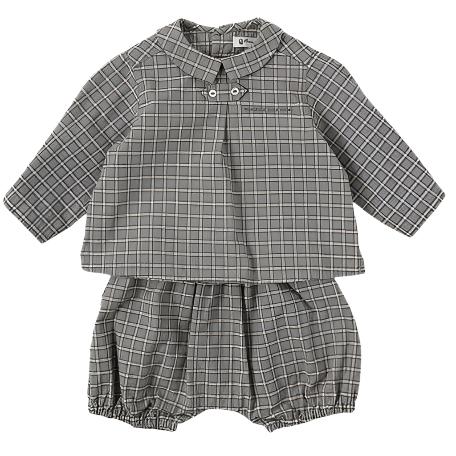 Bene Bene Greyish Blue Ducket Check Baby Shirt Set