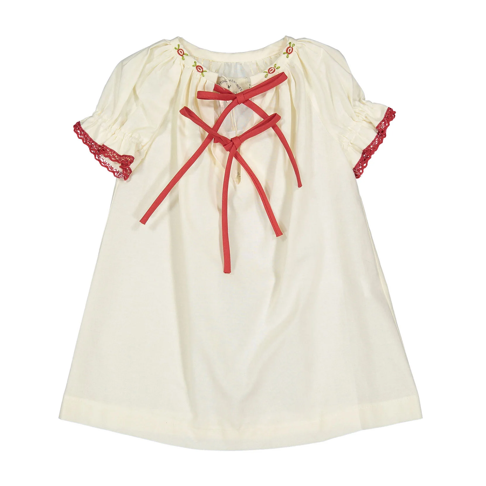 Birinit Red Stripes Embroidered Dress