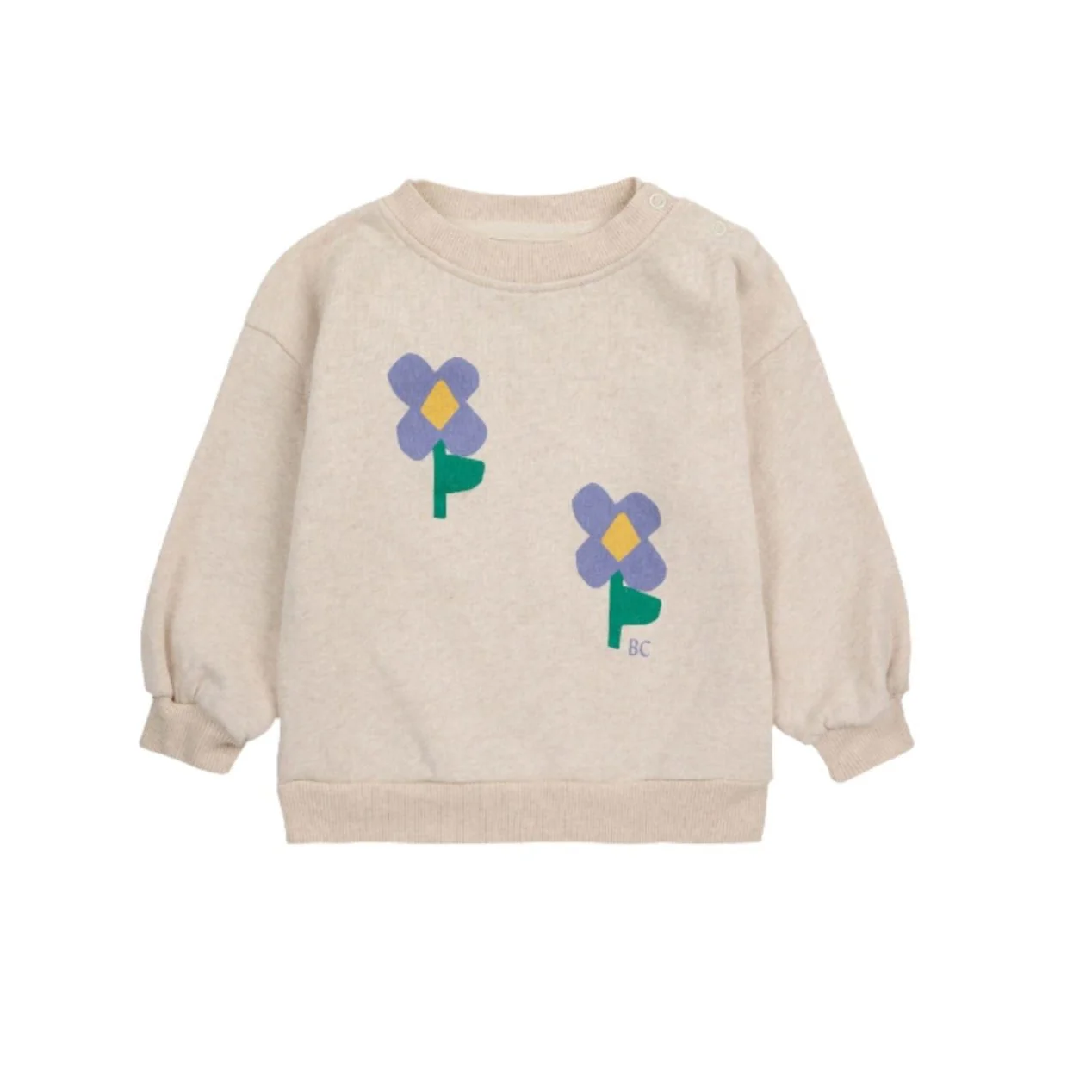 Bobo Choses Beige Pansy Flower Baby Sweatshirt