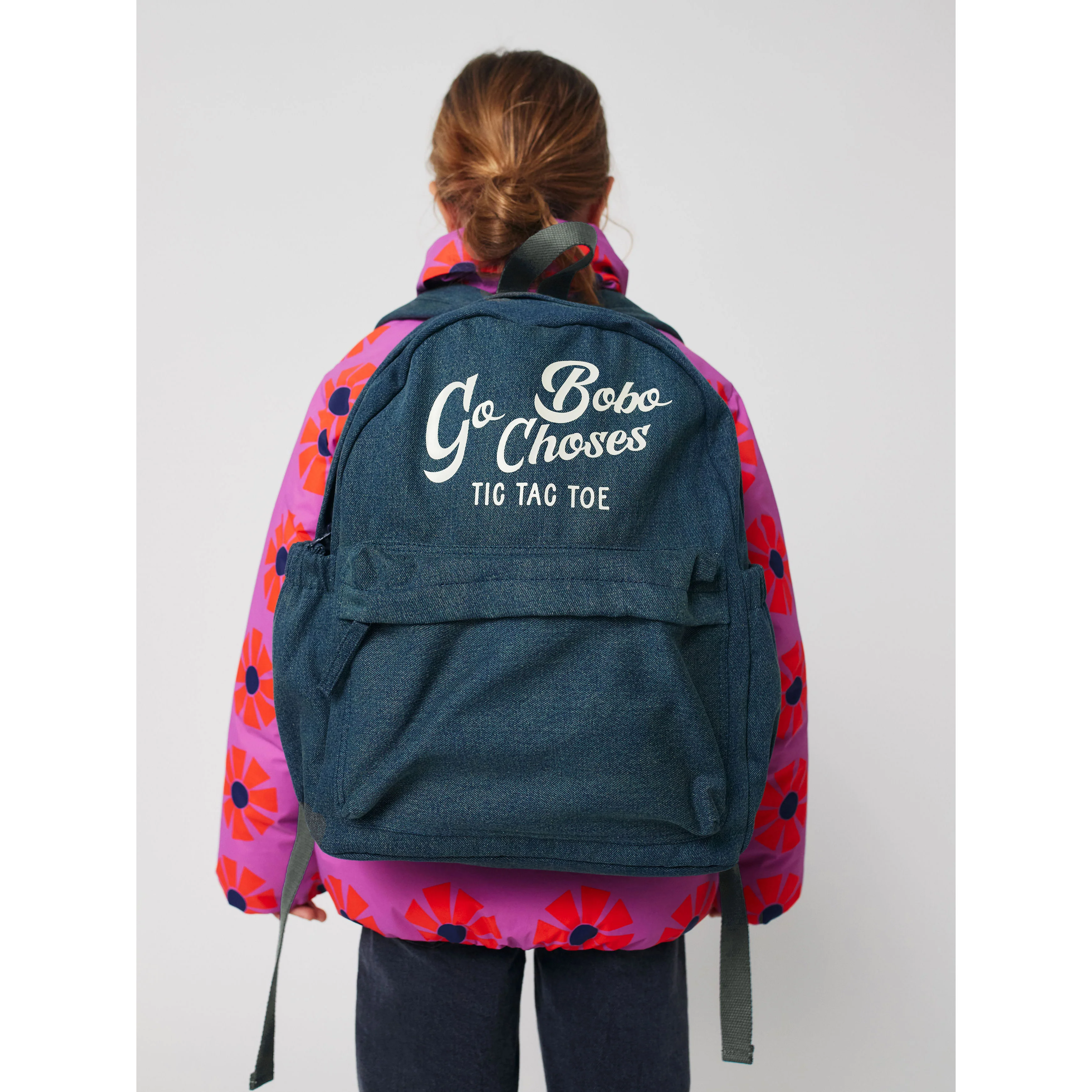 Bobo Choses Blue Go Bobo Denim School Bag - Image 2