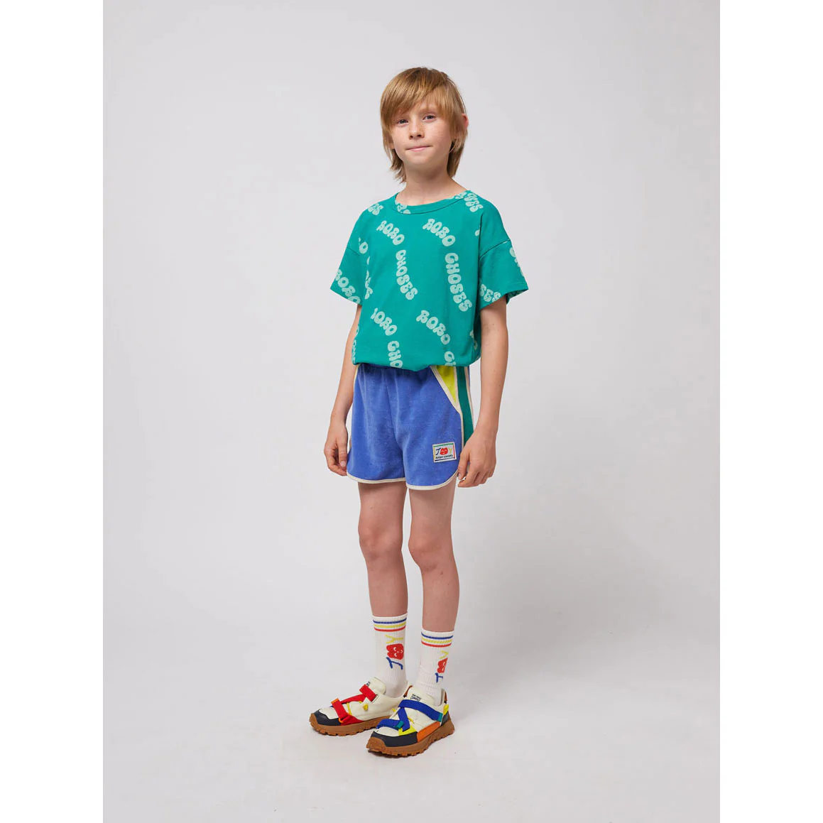 Bobo Choses Blue Smiling Color Block Shorts - Image 2