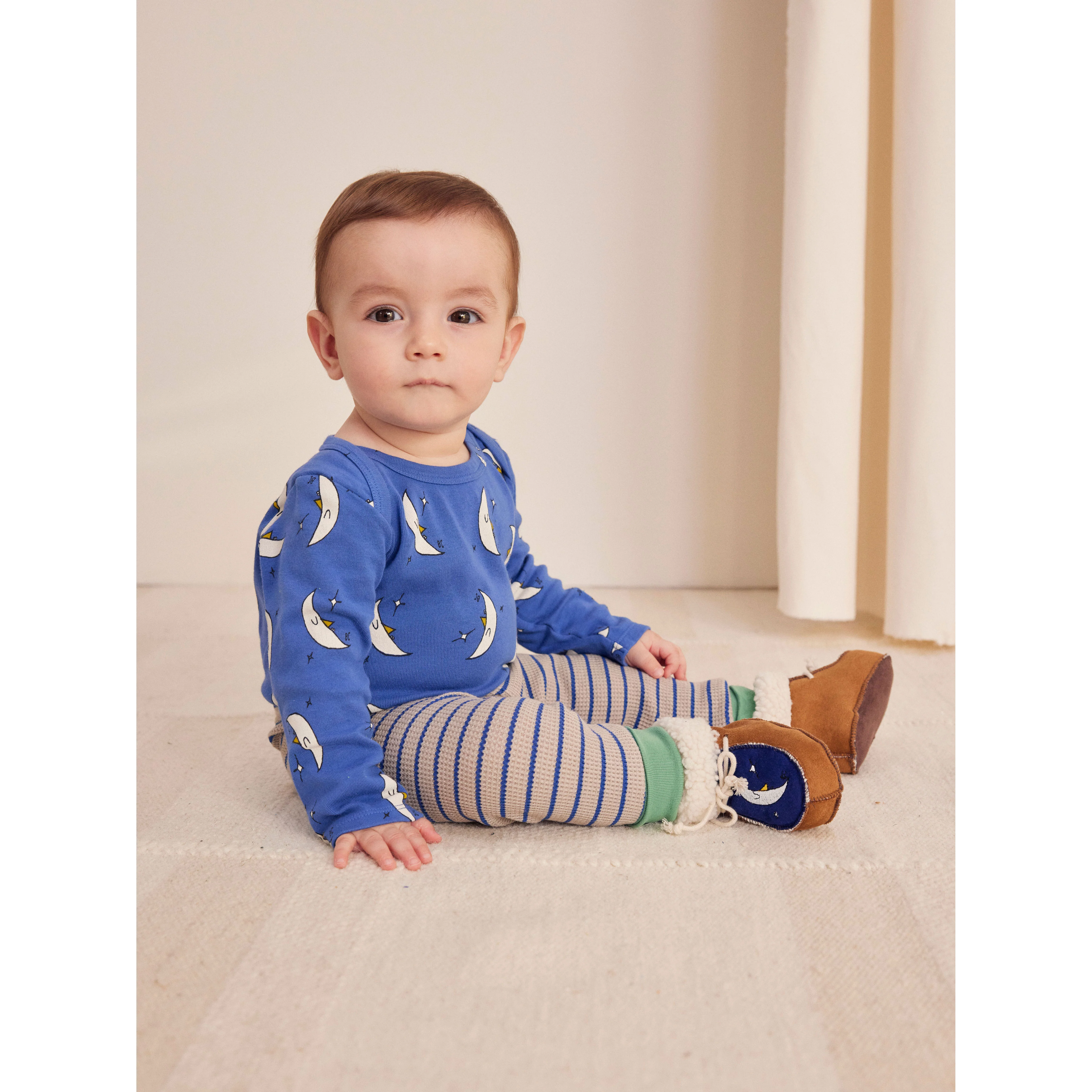 Bobo Choses Blue Waffle Stripes Baby Legging - Image 2