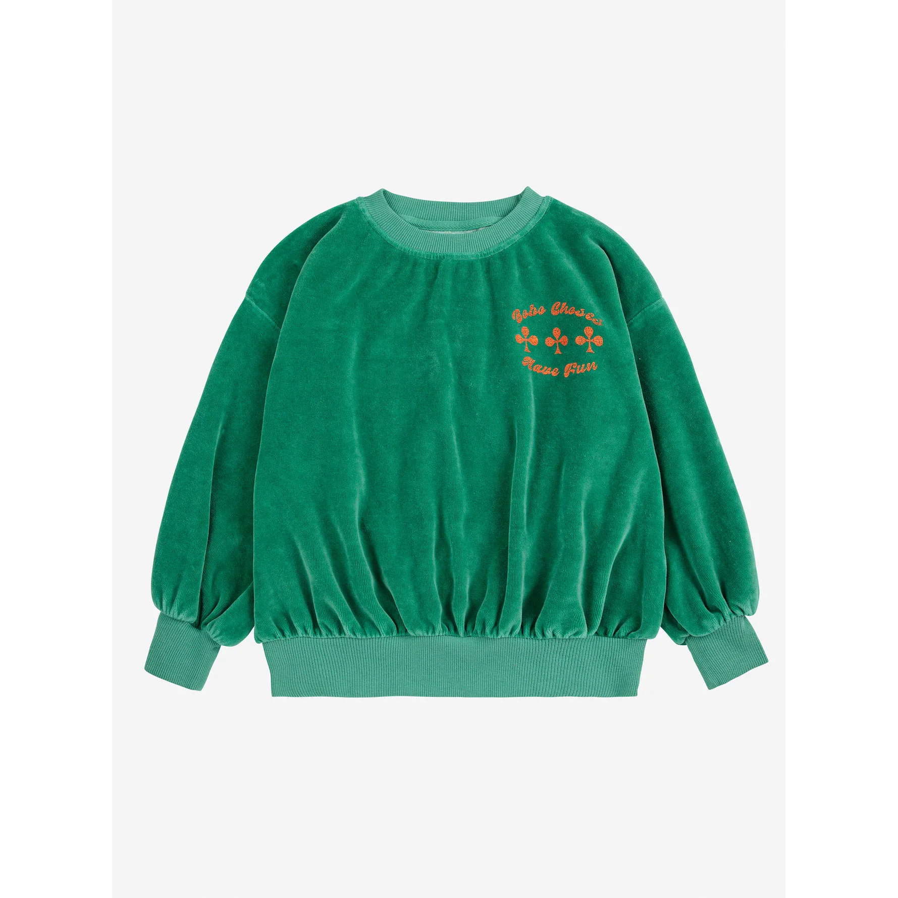 Bobo Choses Green Have Fun Velvet Sweatshirt