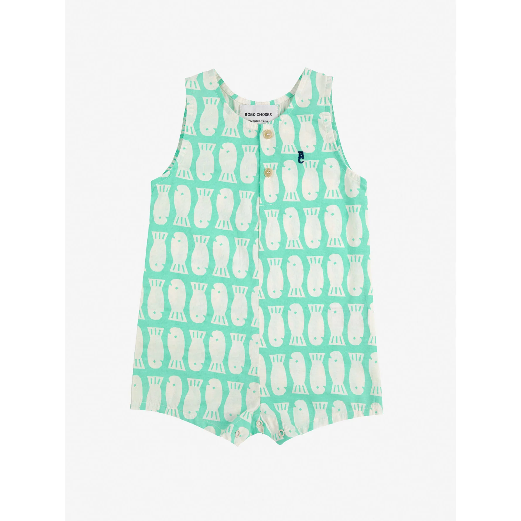 Bobo Choses Green Lucky Fish All Over Playsuit