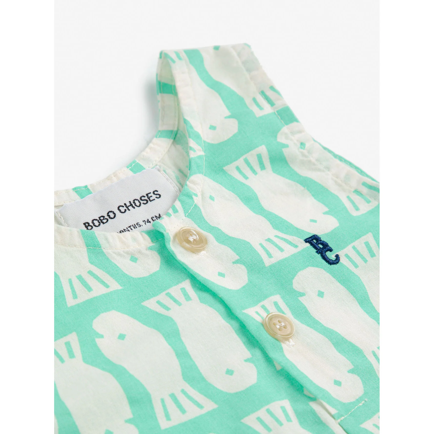 Bobo Choses Green Lucky Fish All Over Playsuit - Image 2