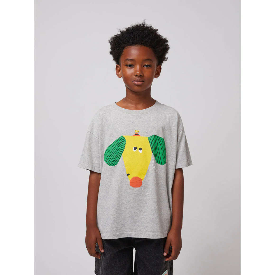 Bobo Choses Heather Grey Happy Dog T-Shirt - Image 2