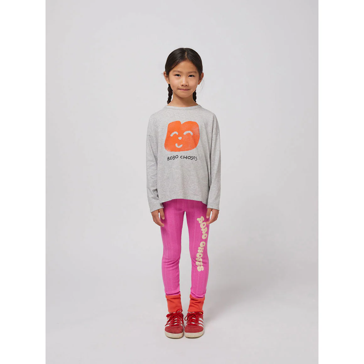 Bobo Choses Heather Grey Joyful Face T-Shirt - Image 3