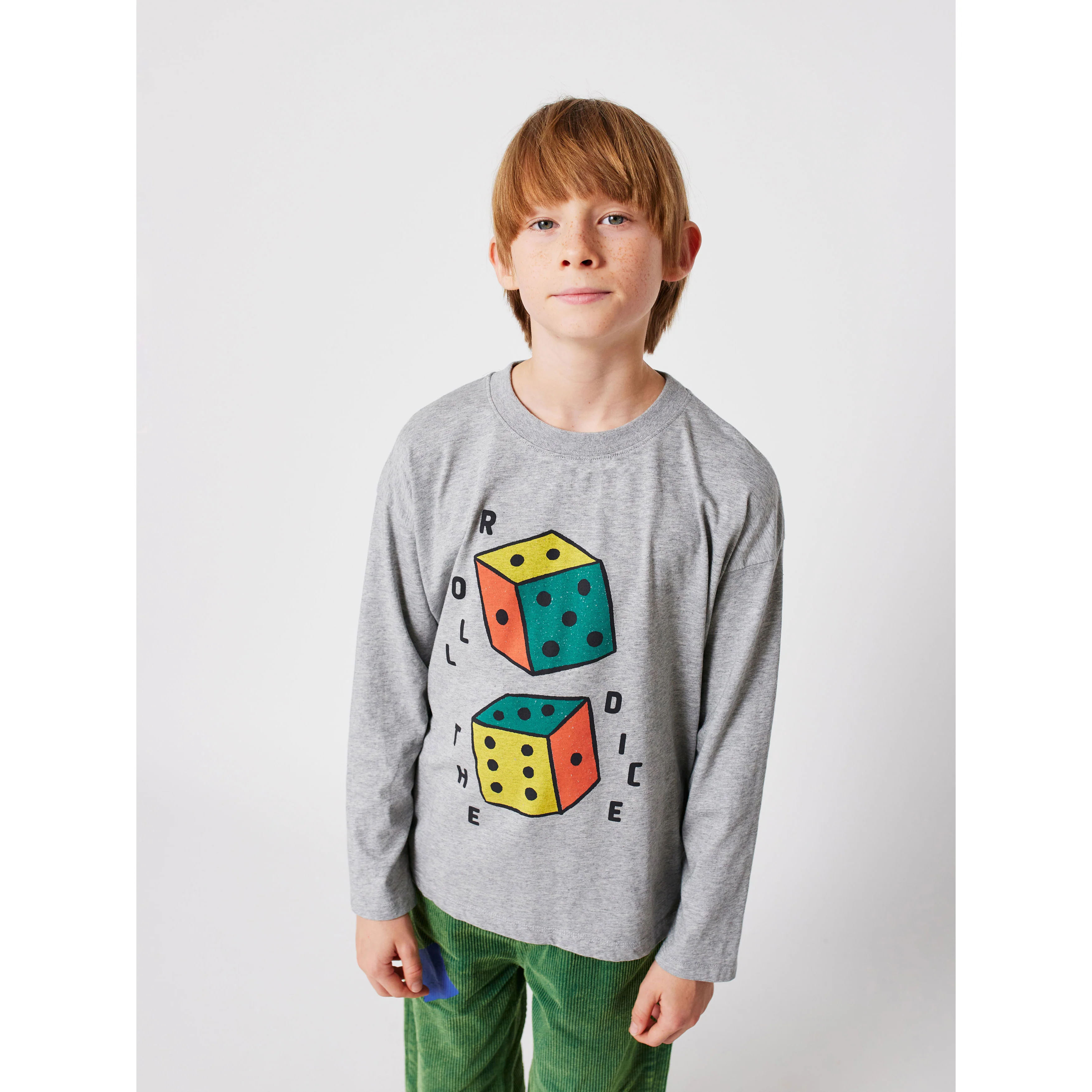 Bobo Choses Heather Grey Roll The Dice T-Shirt - Image 2