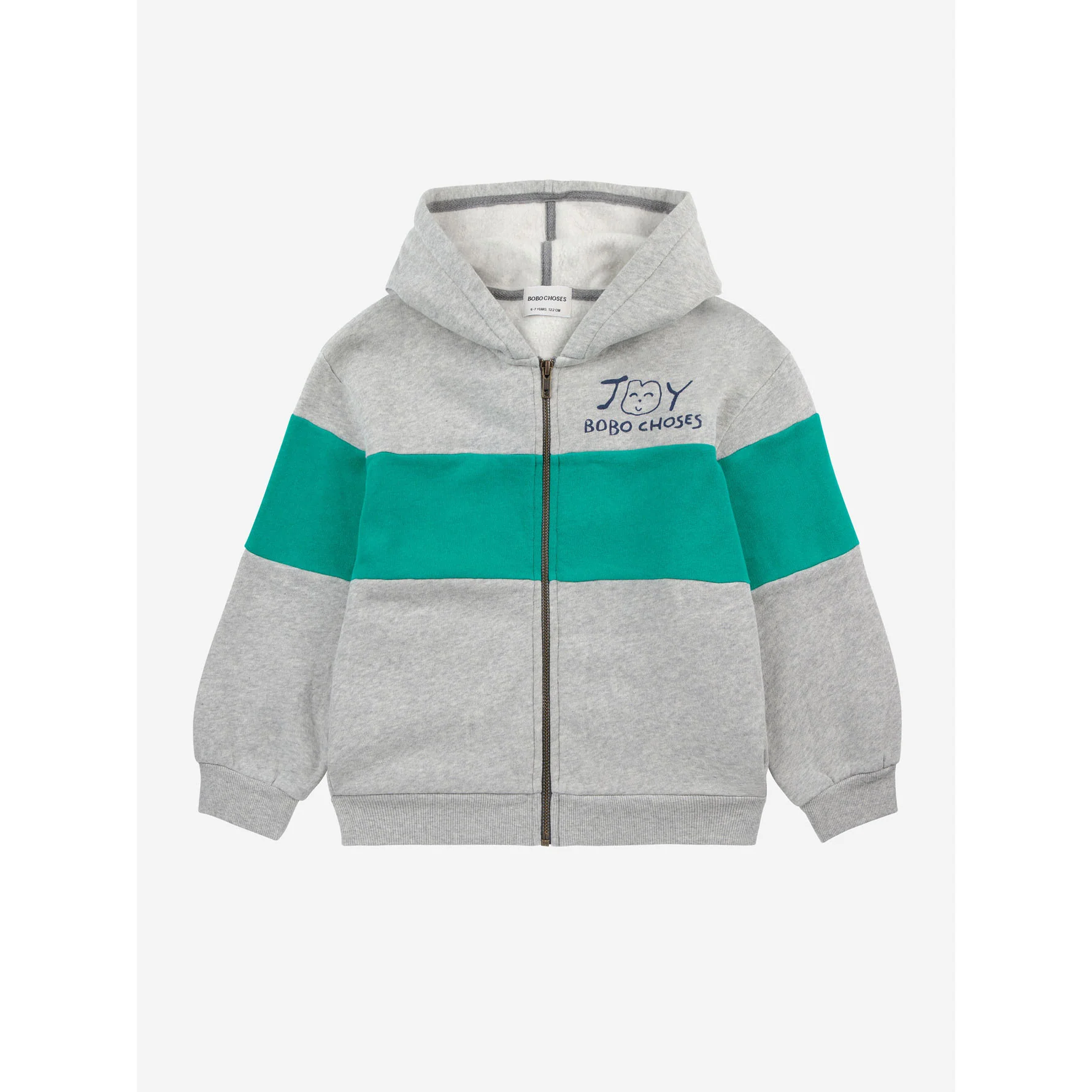 Bobo Choses Heather Grey Smiling Zip Up Hoodie