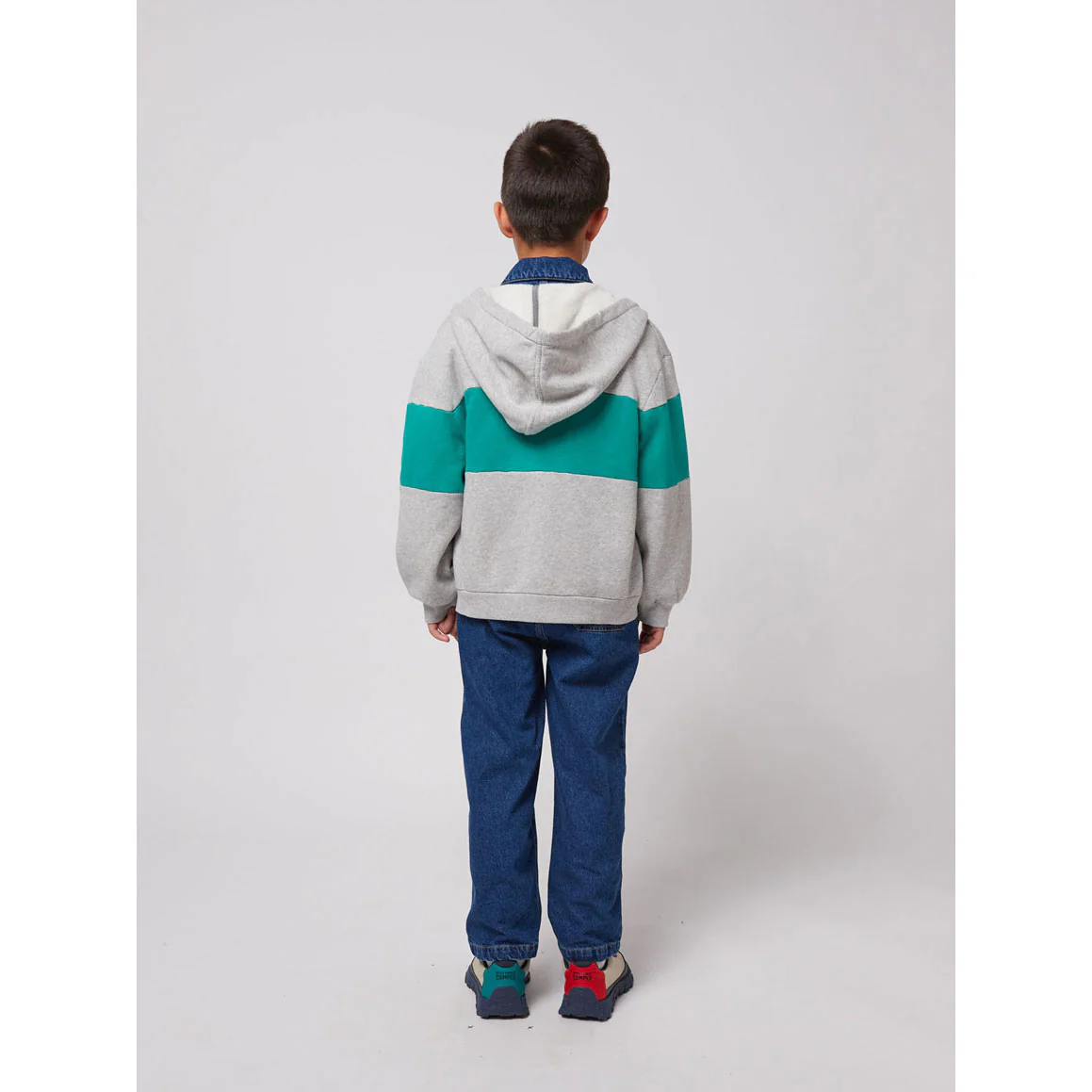 Bobo Choses Heather Grey Smiling Zip Up Hoodie - Image 5