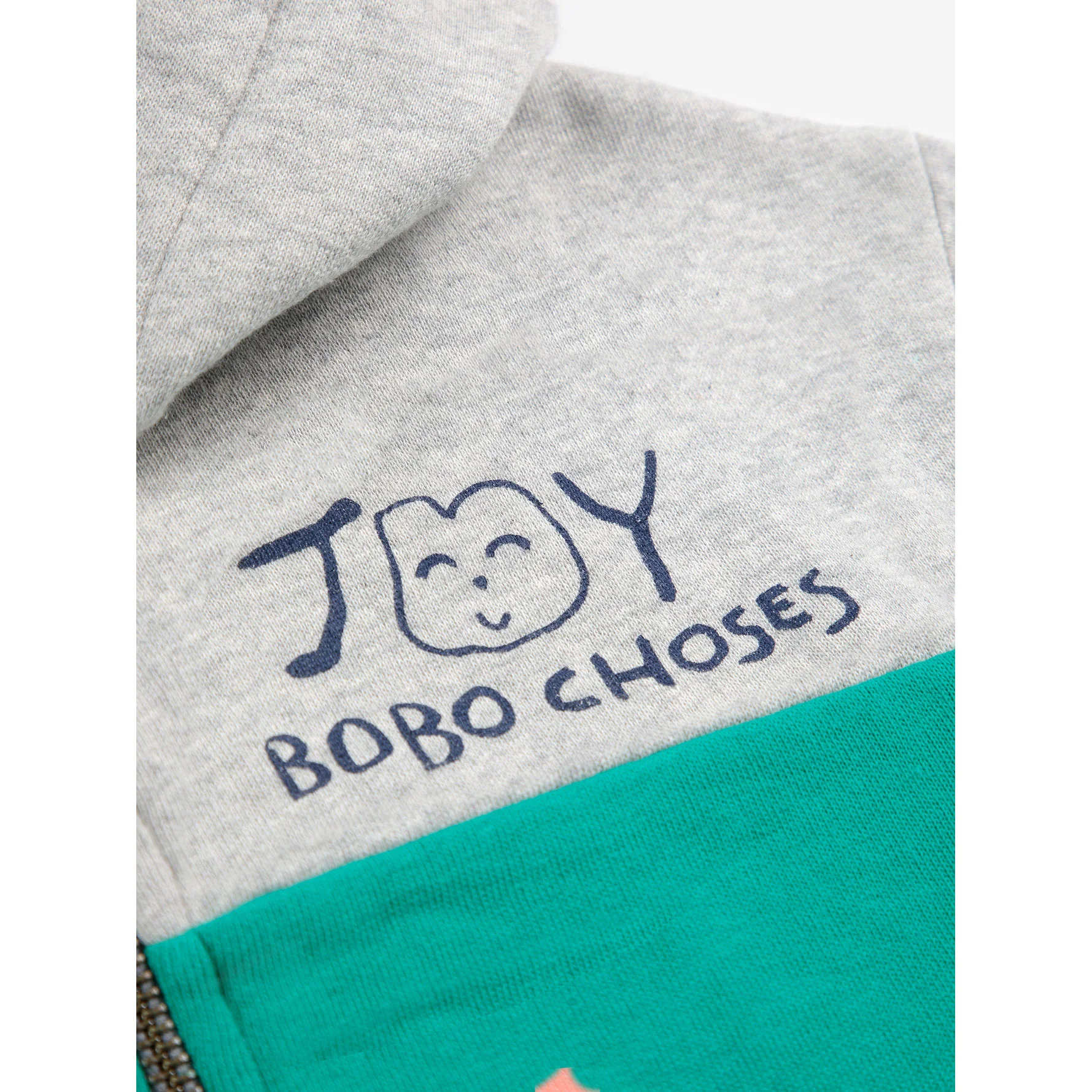 Bobo Choses Heather Grey Smiling Zip Up Hoodie - Image 6