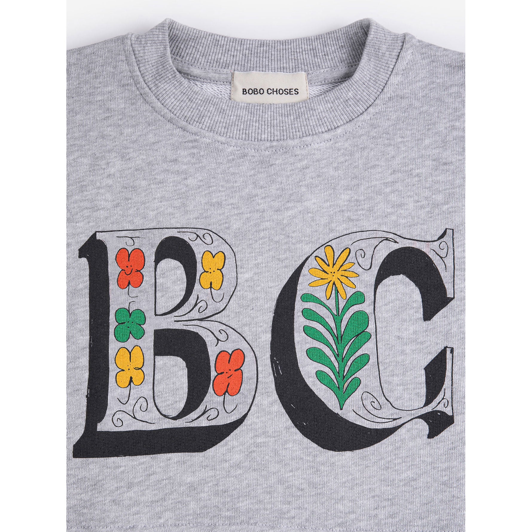Bobo Choses Heather Grey Spring Letters Cropped Sweatshirt - Image 2