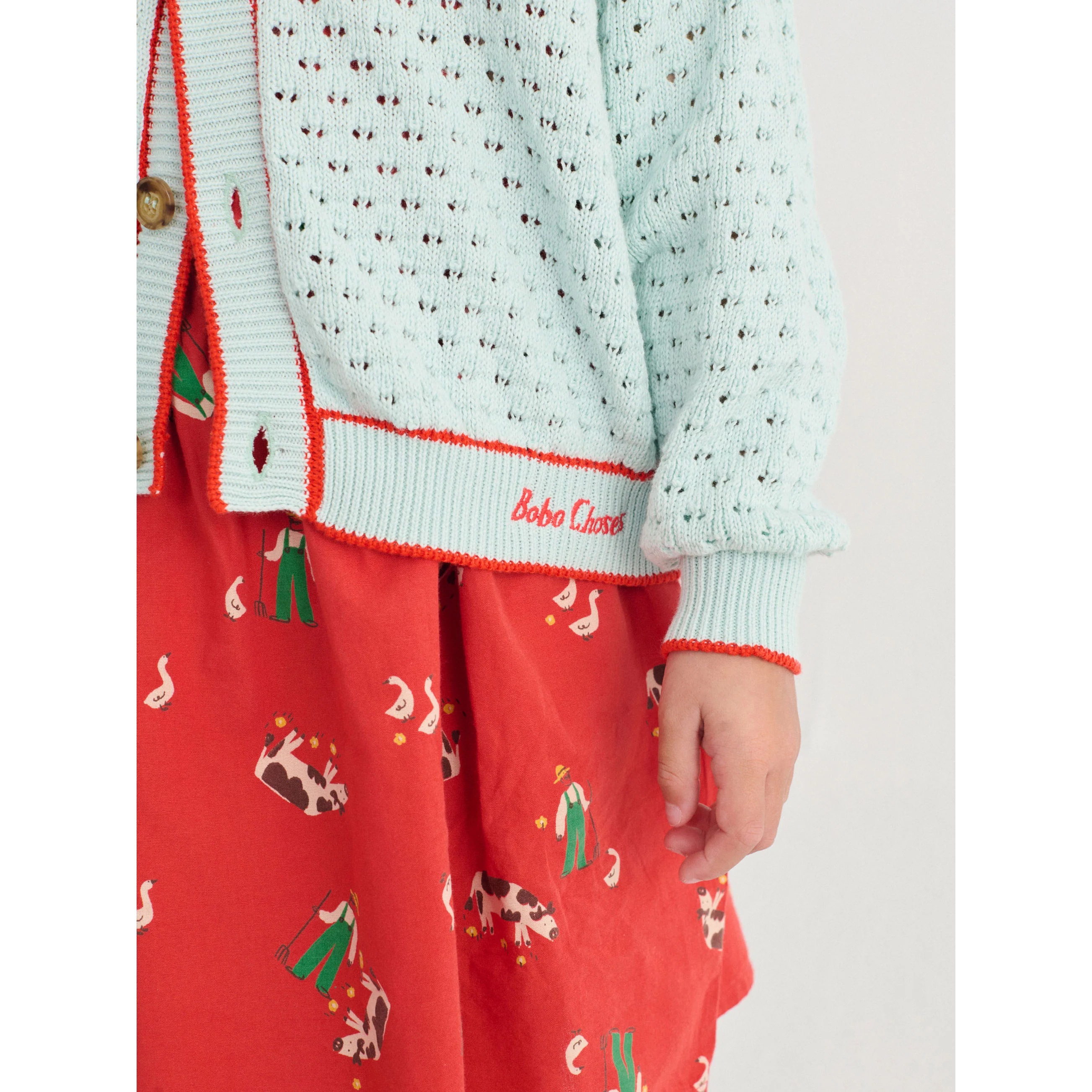 Bobo Choses Light Blue Bc Openwork Cardigan - Image 4