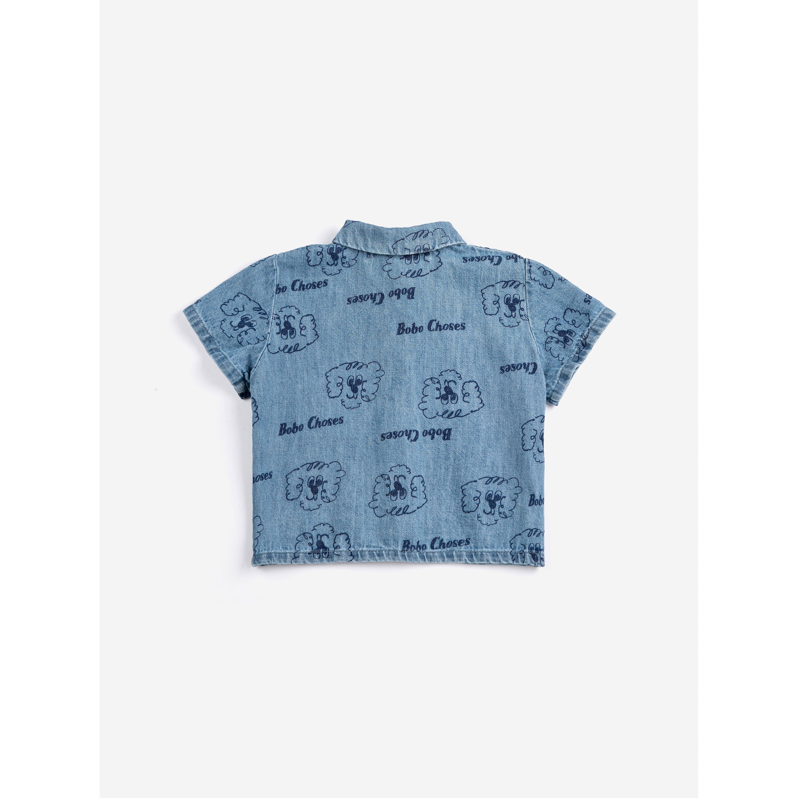 Bobo Choses Light Blue Dog All Over Denim Baby Shirt - Image 3