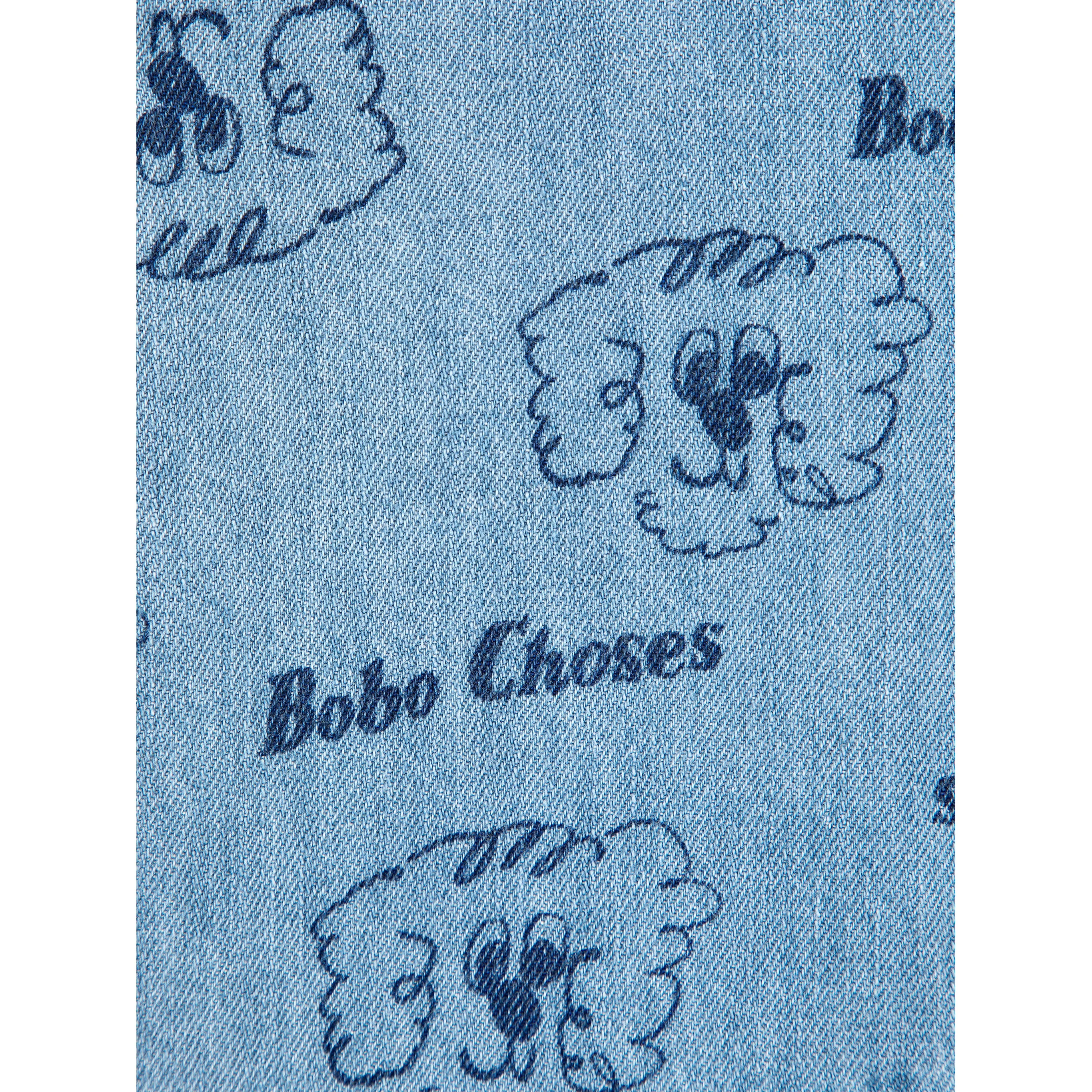 Bobo Choses Light Blue Dog All Over Denim Baby Shirt - Image 4