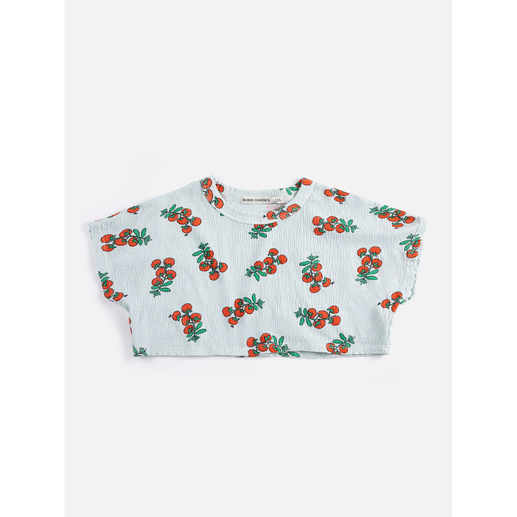 Bobo Choses Light Blue Tomatoes All Over Cropped T-Shirt