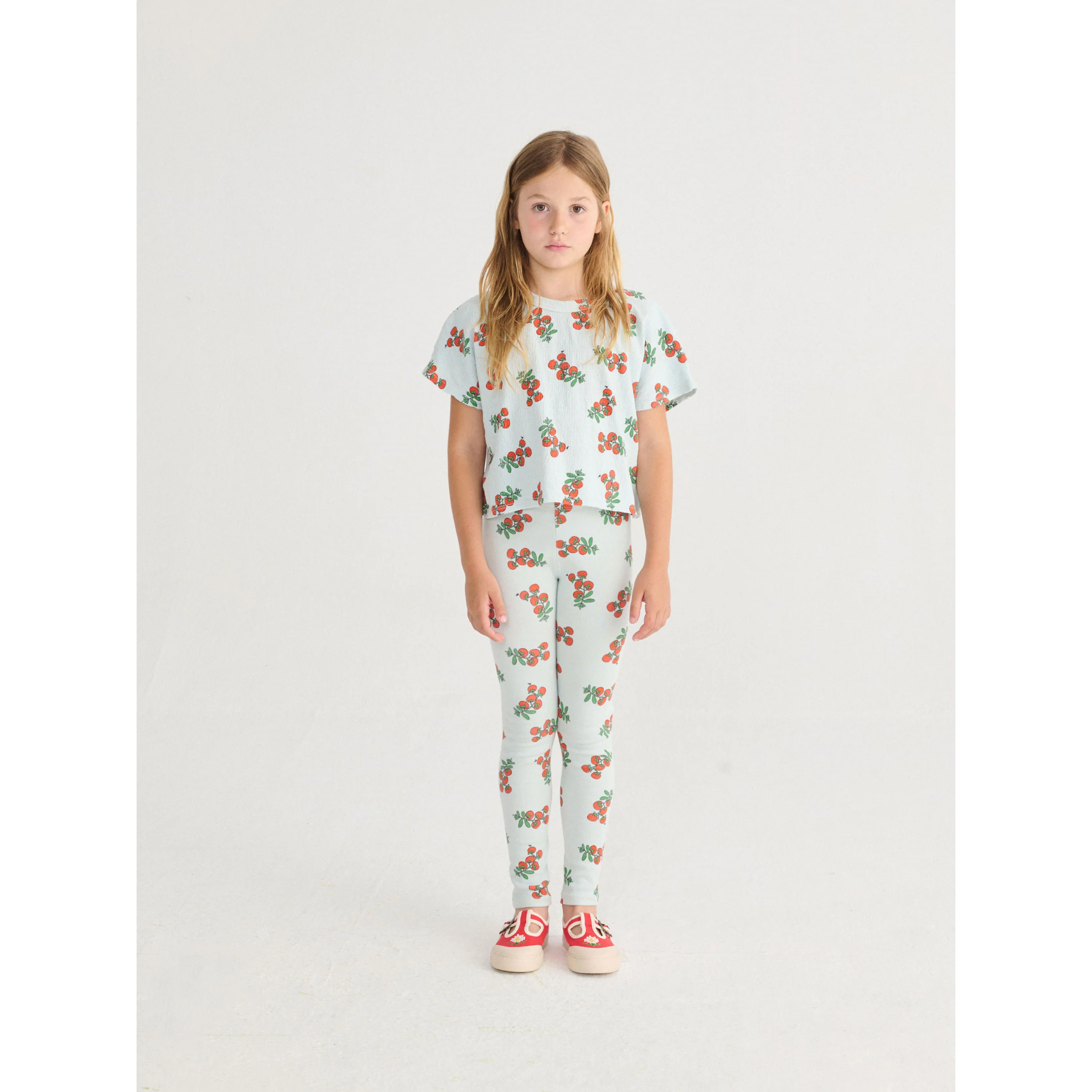 Bobo Choses Light Blue Tomatoes All Over Cropped T-Shirt - Image 2