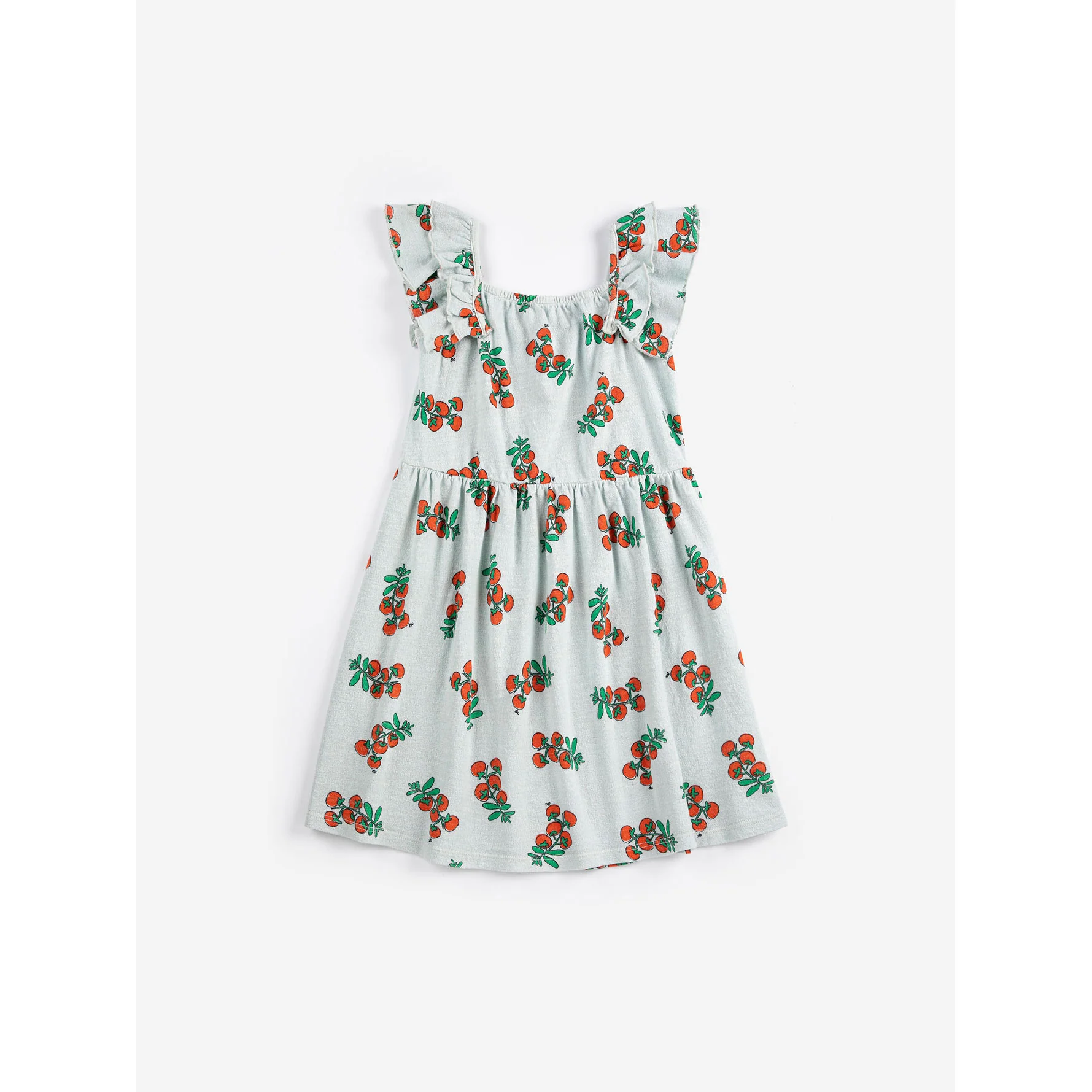 Bobo Choses Light Blue Tomatoes All Over Ruffled Dress