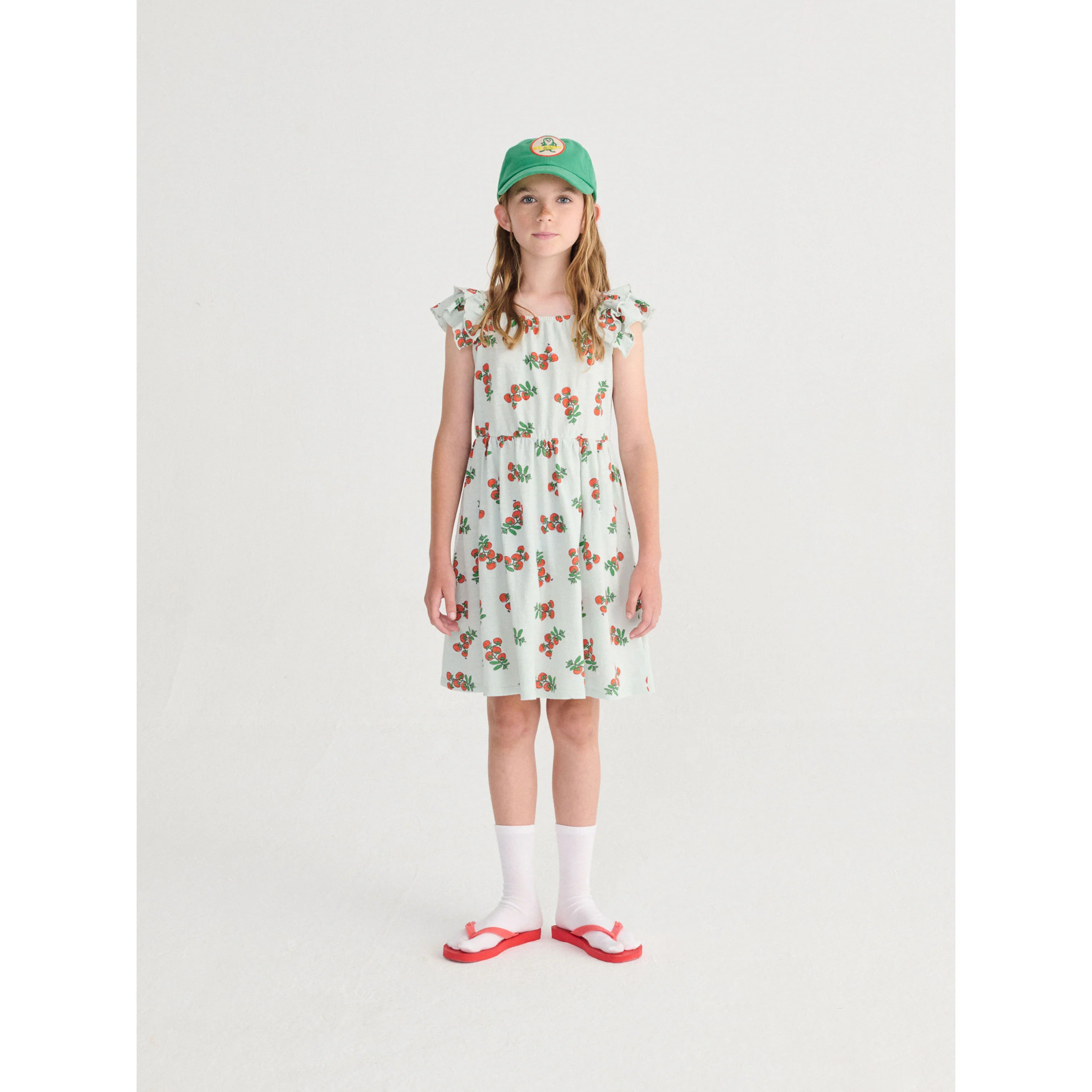 Bobo Choses Light Blue Tomatoes All Over Ruffled Dress - Image 2
