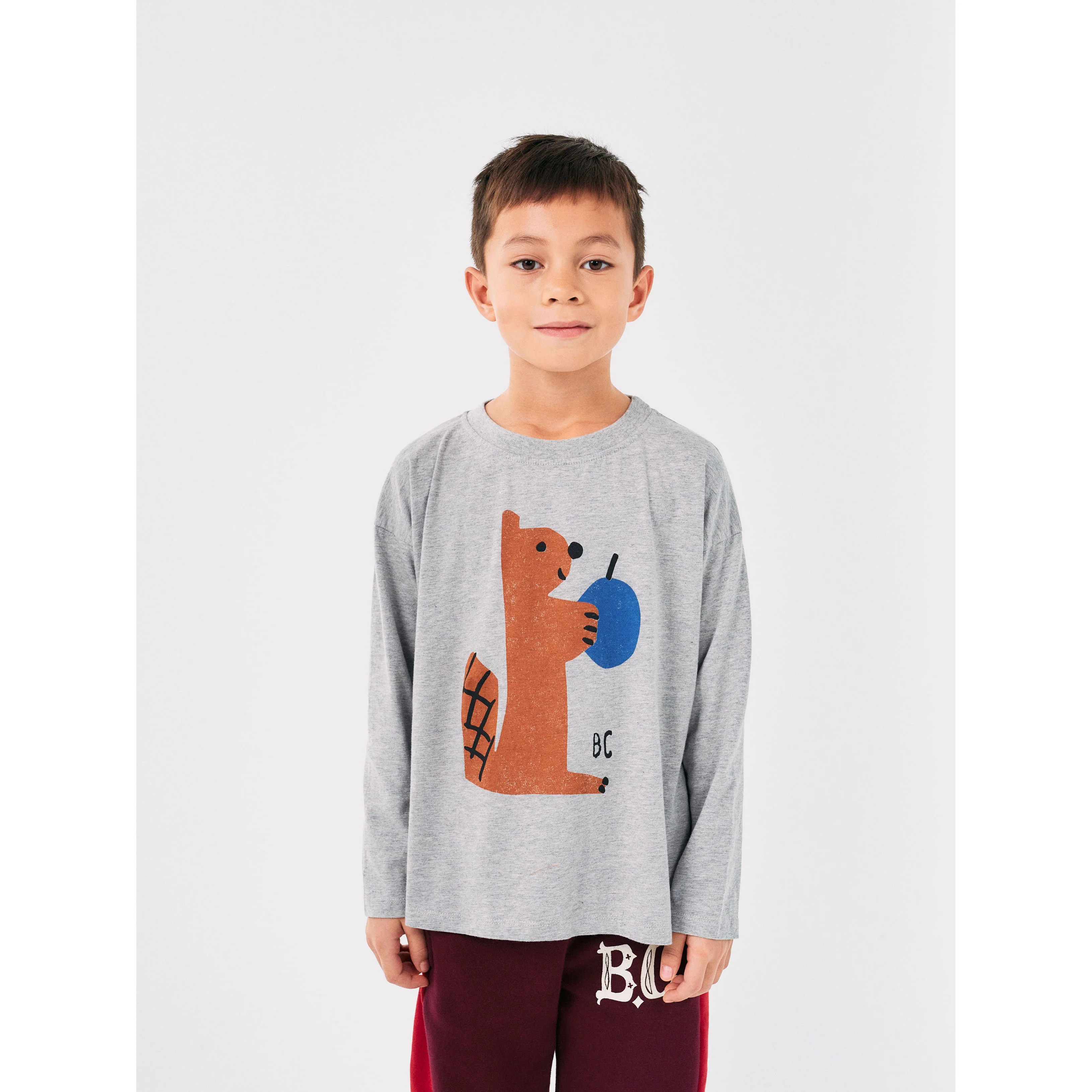 Bobo Choses Light Heather Hungry Squirrel T-Shirt - Image 2