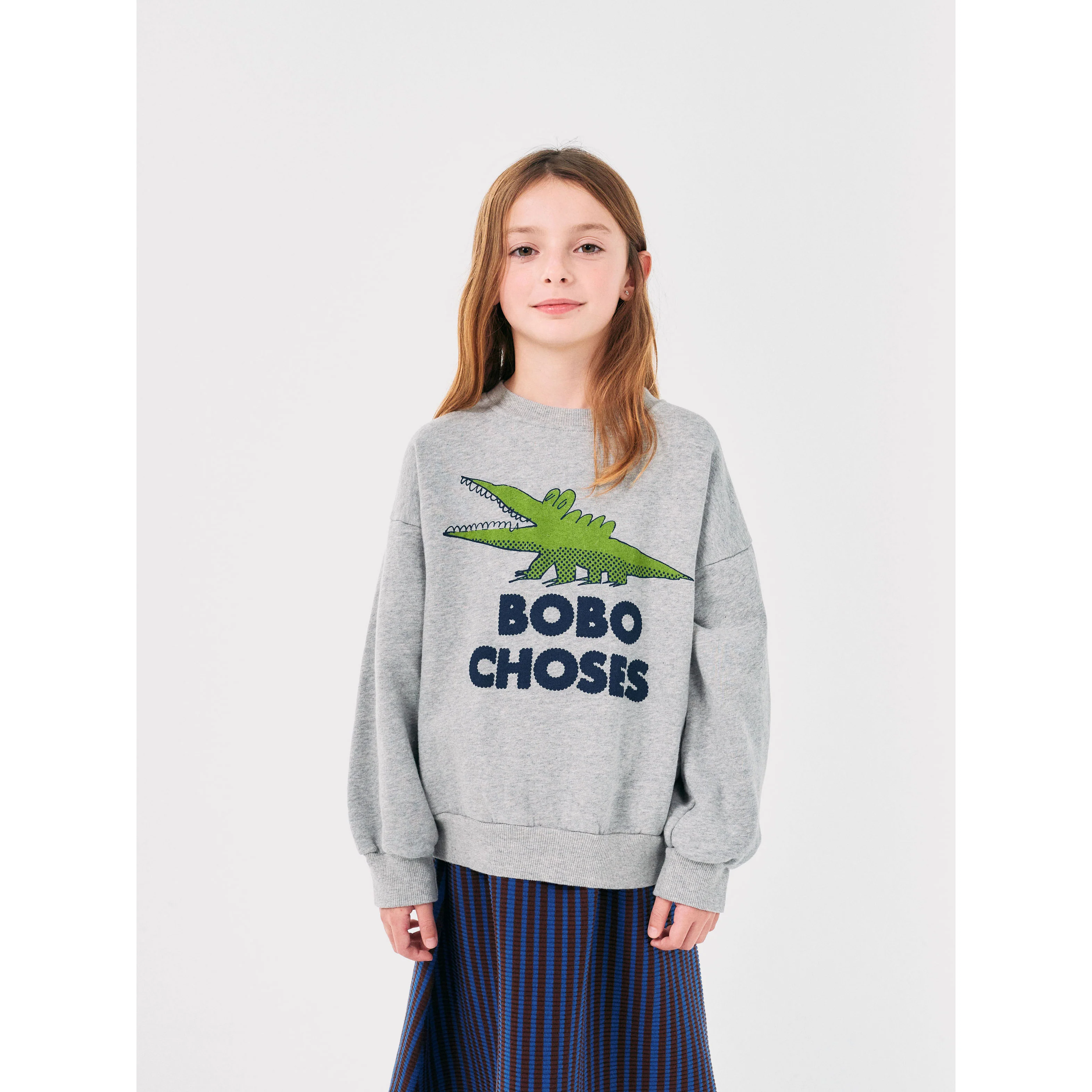 Bobo Choses Light Heather Talking Crocodile Sweatshirt - Image 2