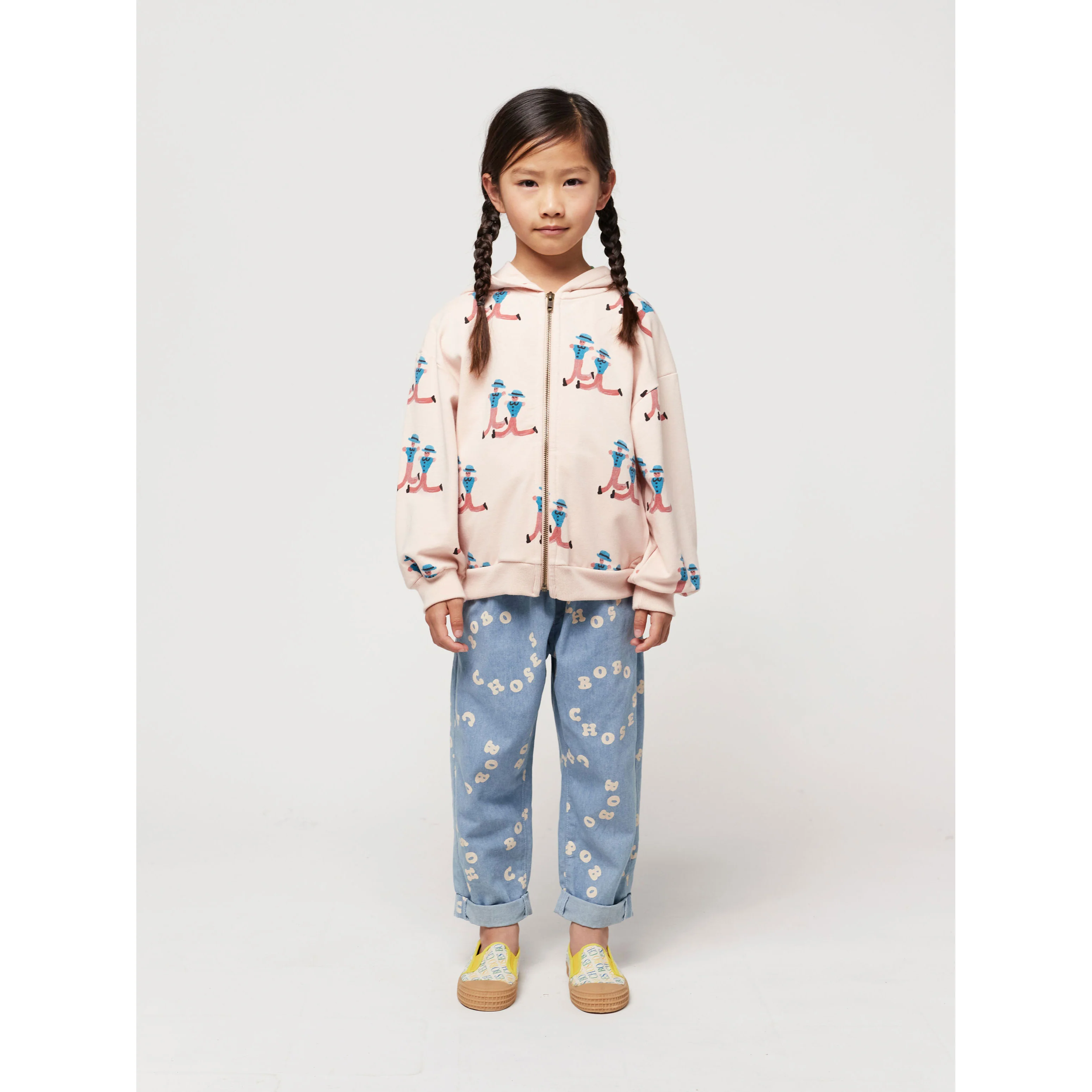 Bobo Choses Light Pink Dancing Giants All Over Zipped Hoodie - Image 5