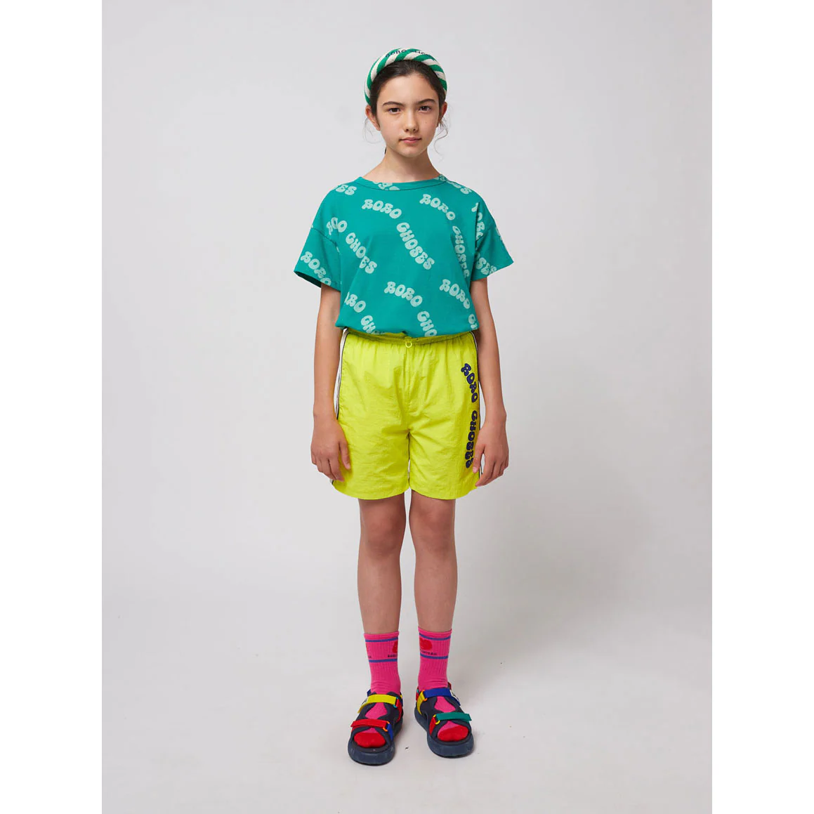 Bobo Choses Light Yellow Wavy Logo Bermuda Shorts - Image 2