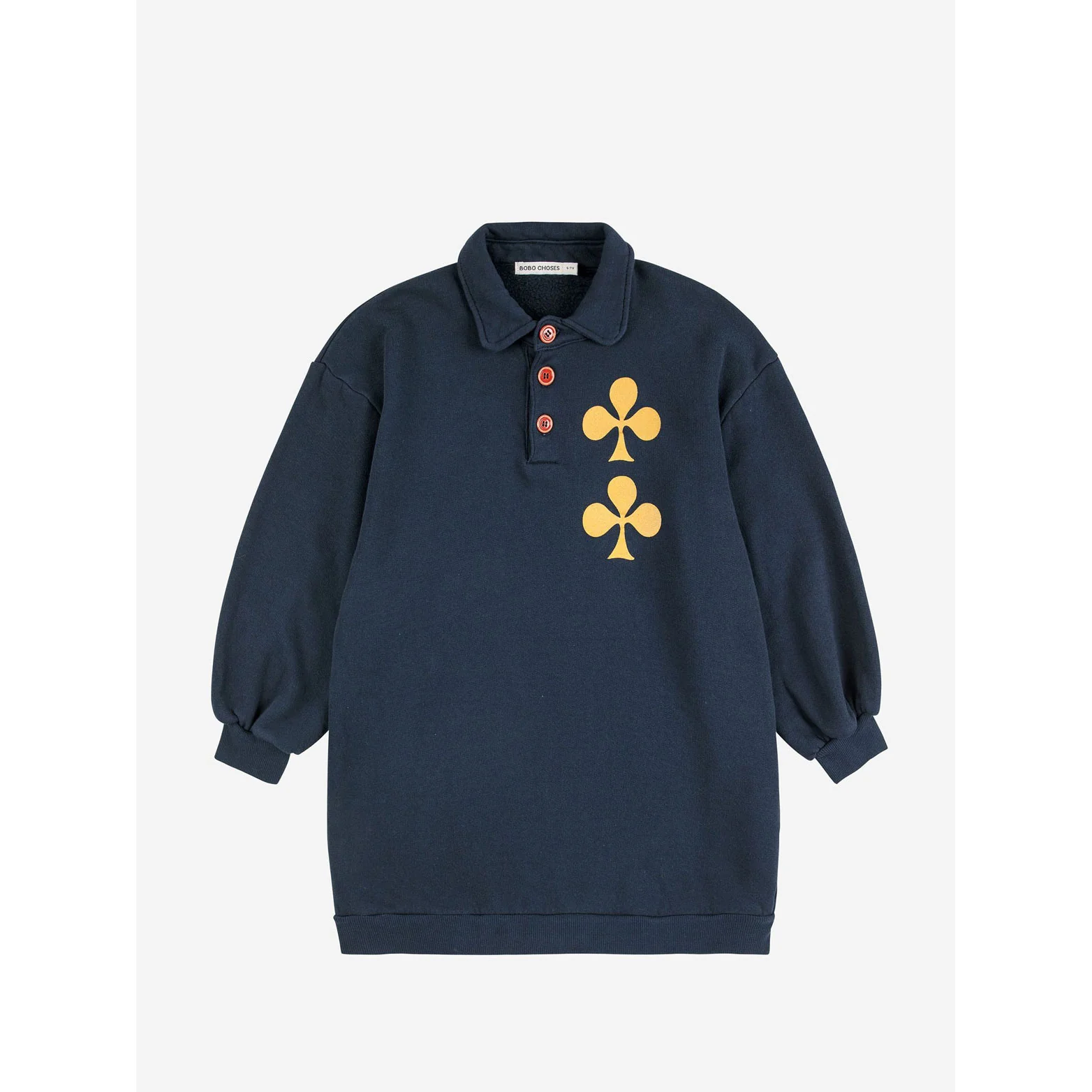 Bobo Choses Midnight Blue Clover Polo Sweatshirt Dress