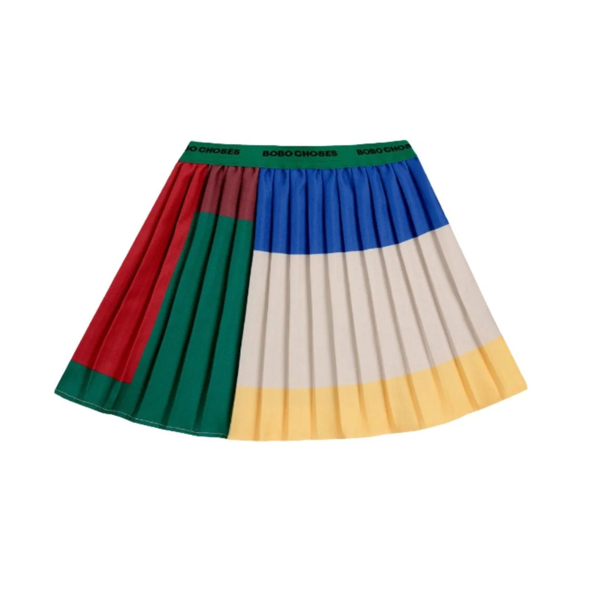 Bobo Choses Multicolor Colorblock Pleated Woven Skirt