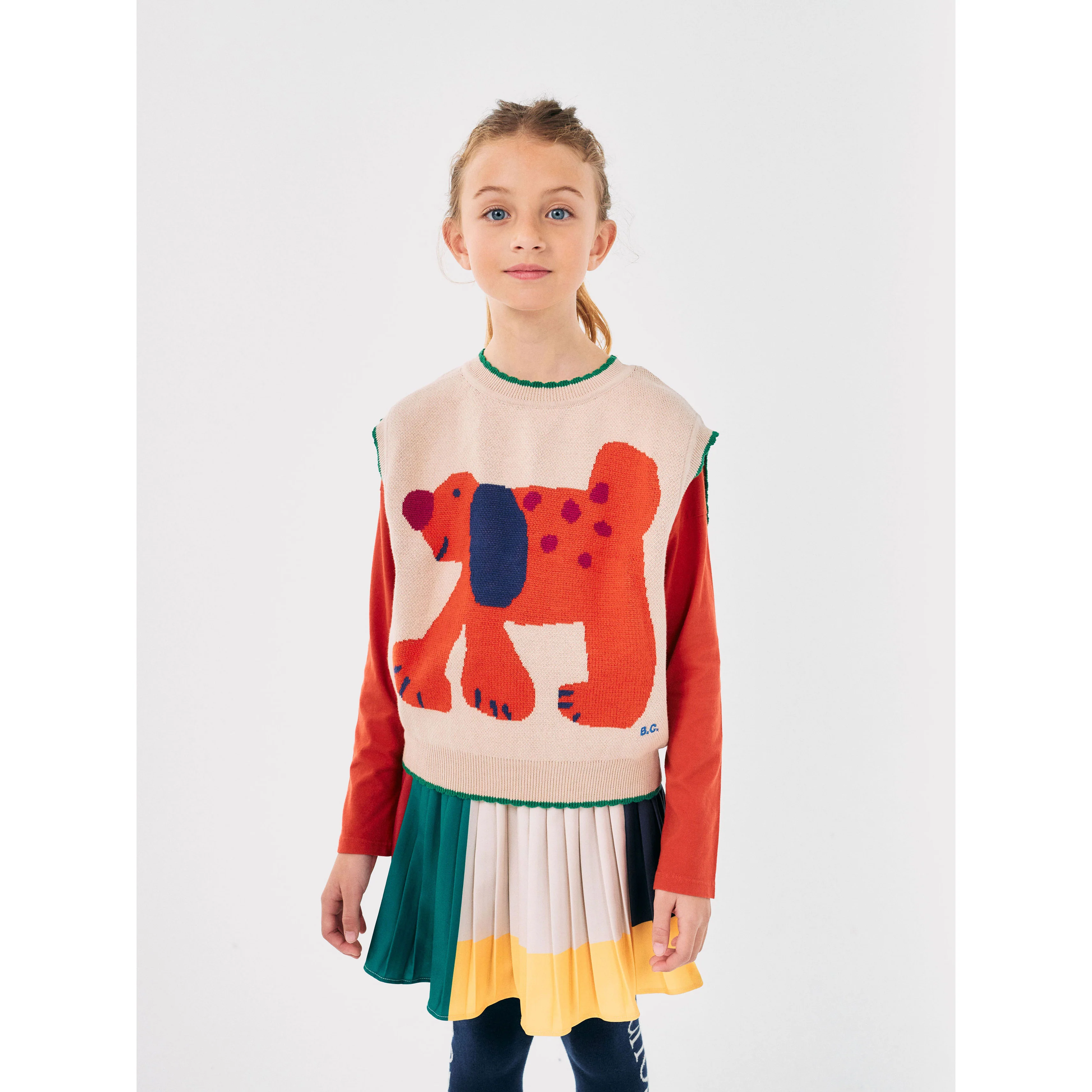 Bobo Choses Multicolor Colorblock Pleated Woven Skirt - Image 2