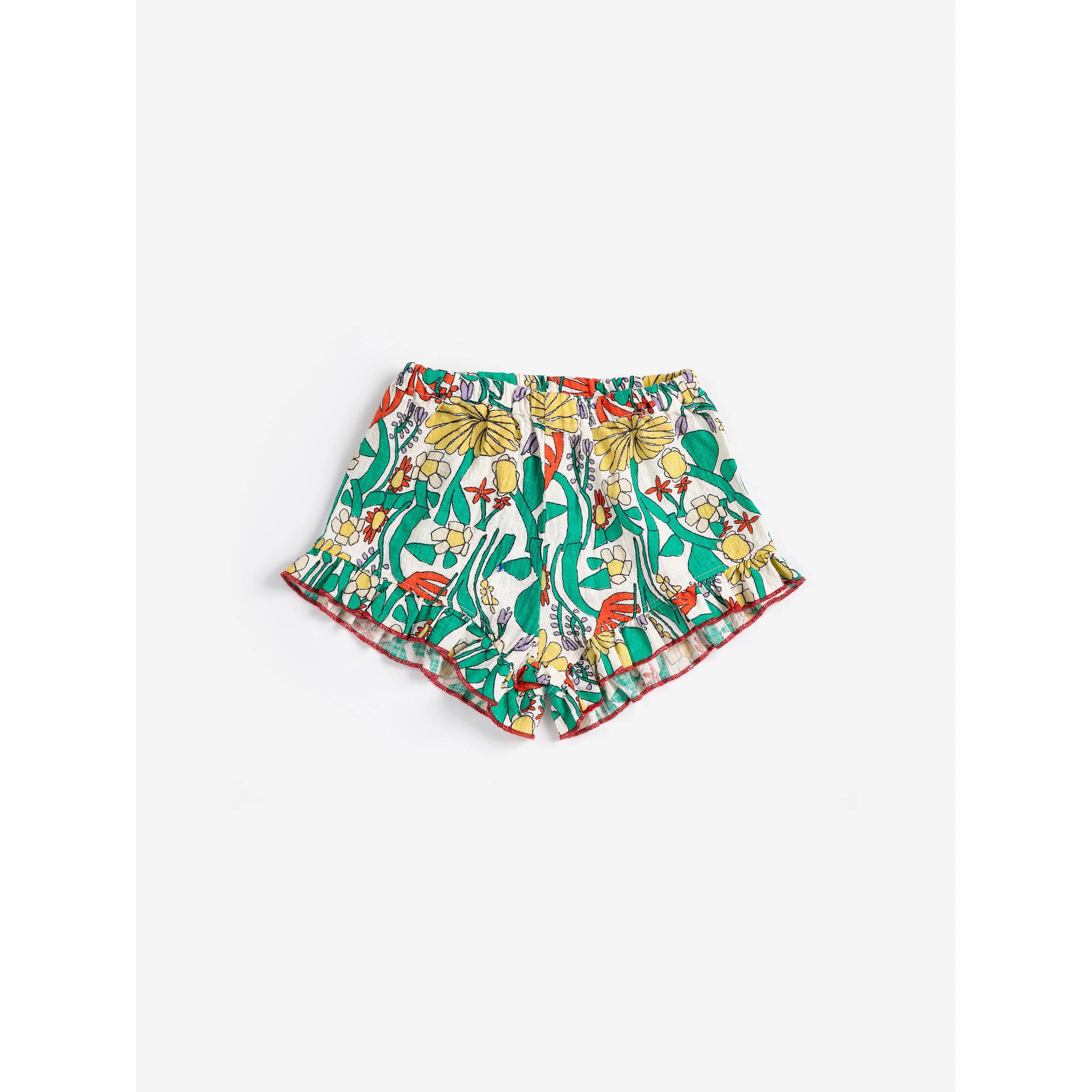 Bobo Choses Multicolor Herbalist All Over Ruffled Baby Shorts