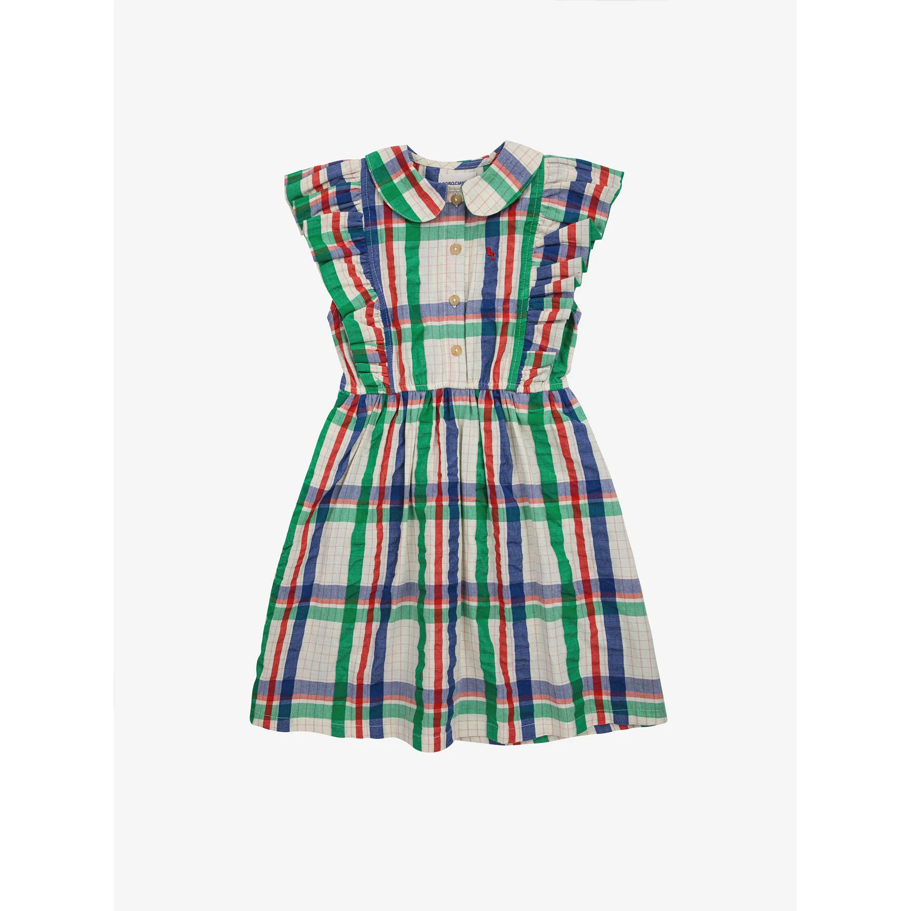 Bobo Choses Multicolor Madras Checks Ruffle Woven Dress