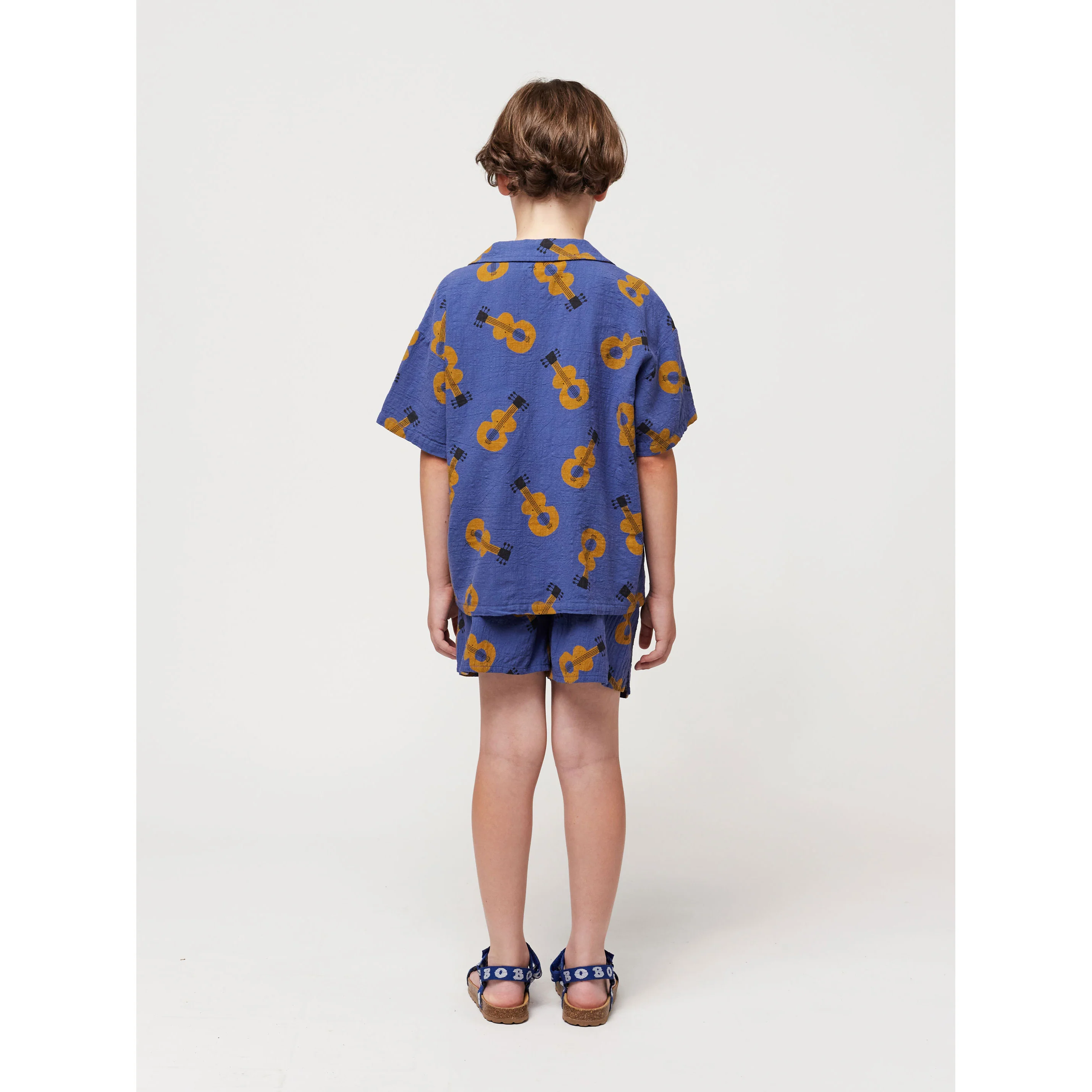 Bobo Choses Navy Blue Acoustic Guitar All Over Woven Shirt - Image 4