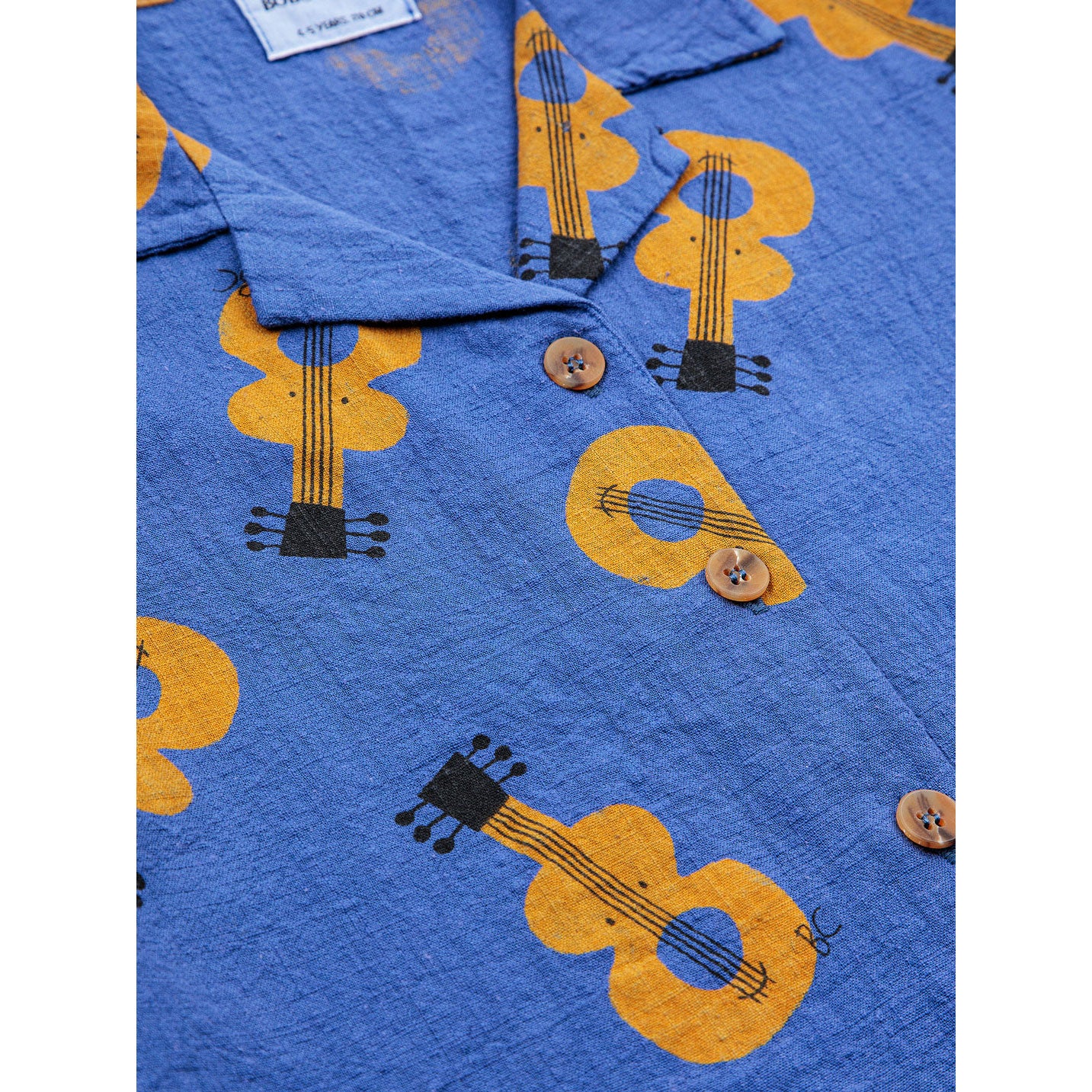 Bobo Choses Navy Blue Acoustic Guitar All Over Woven Shirt - Image 5