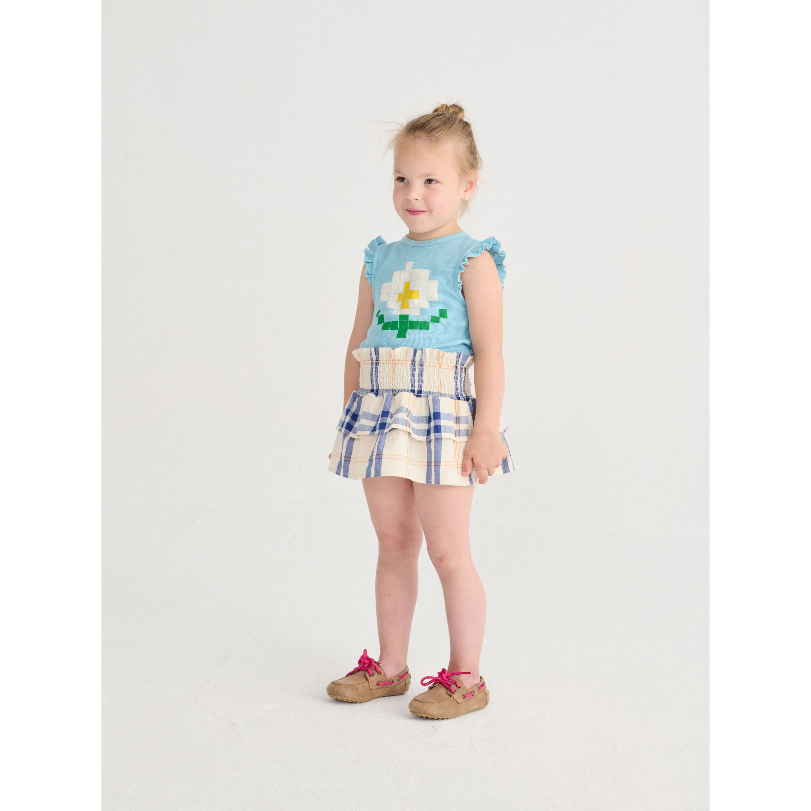 Bobo Choses Off White Tartan Woven Skirt - Image 2