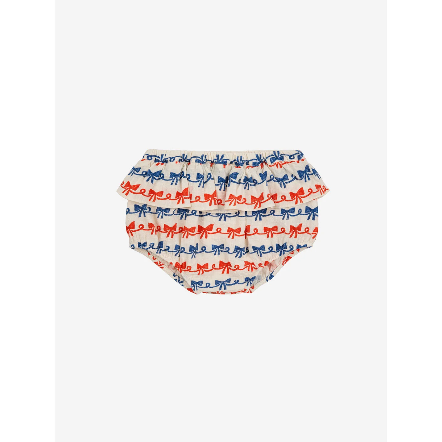 Bobo Choses Offwhite Baby Ribbon Bow All Over Ruffle Woven Bloomer