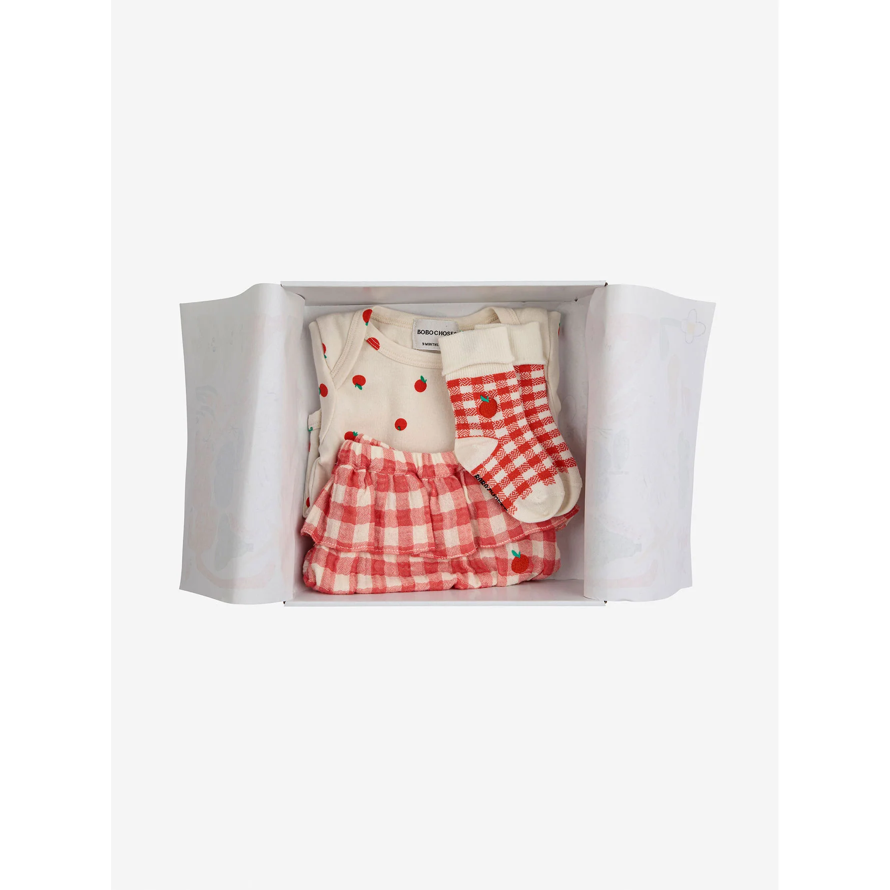 Bobo Choses Offwhite Baby Tomato Body And Vichy Set