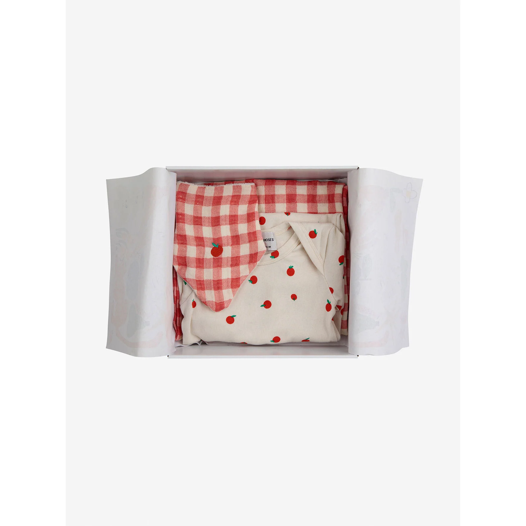 Bobo Choses Offwhite Baby Tomato Overall And Vichy Set