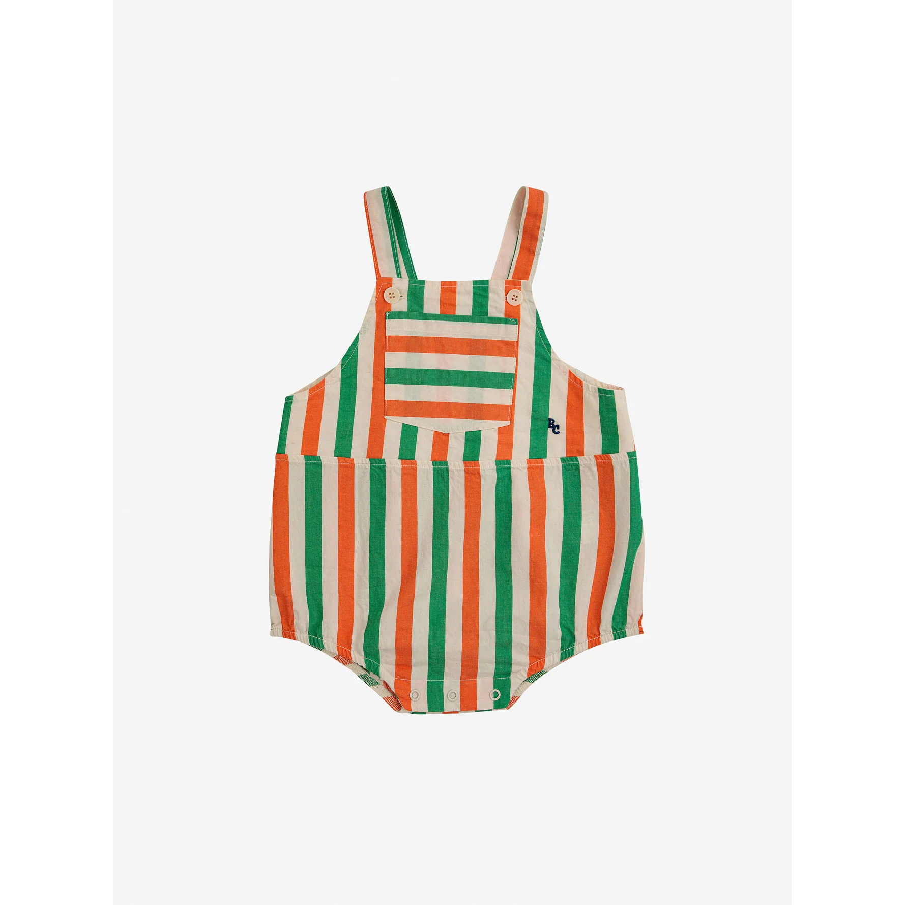 Bobo Choses Offwhite Baby Vertical Stripes Woven Romper