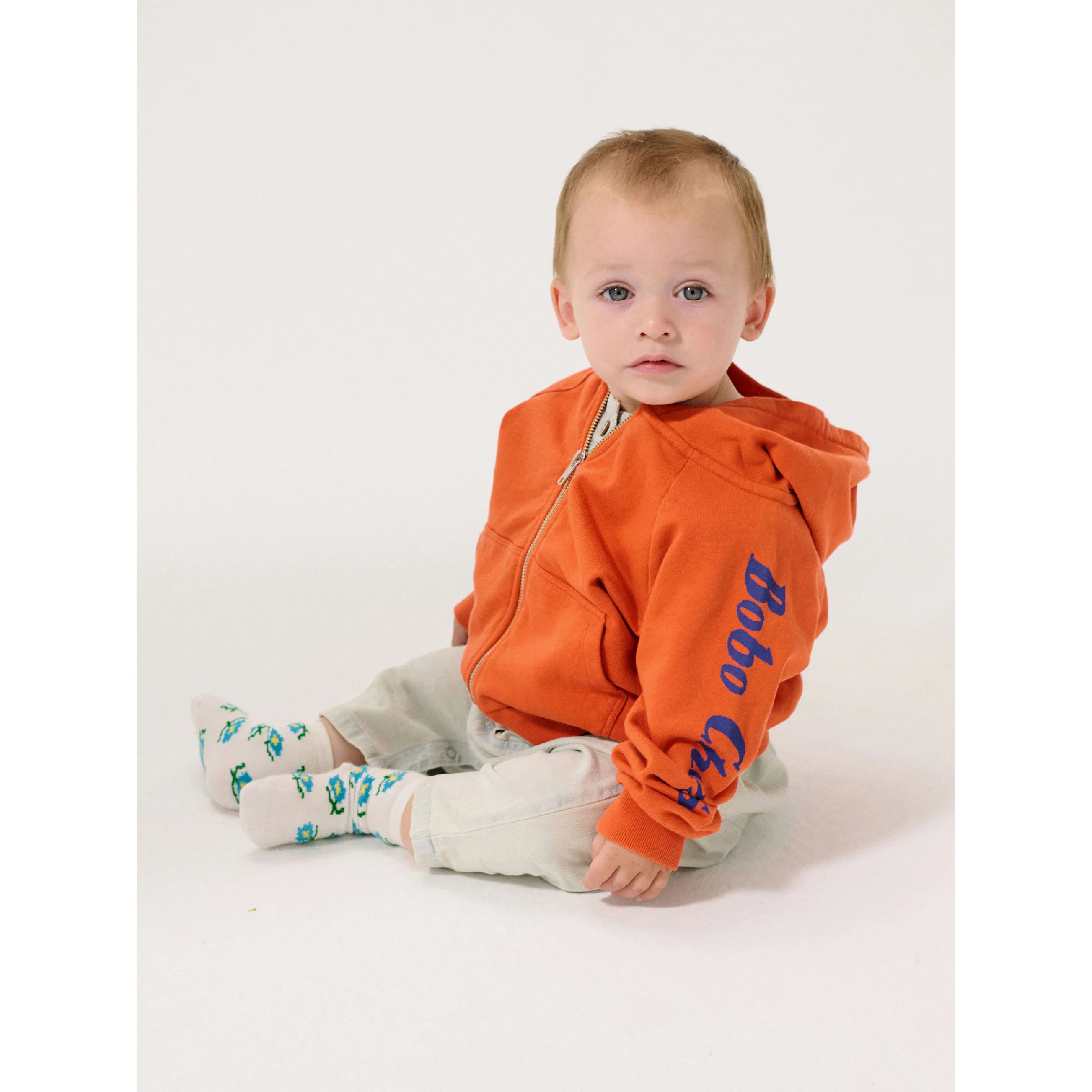 Bobo Choses Orange Bobo Choses Zipped Baby Hoddie - Image 5