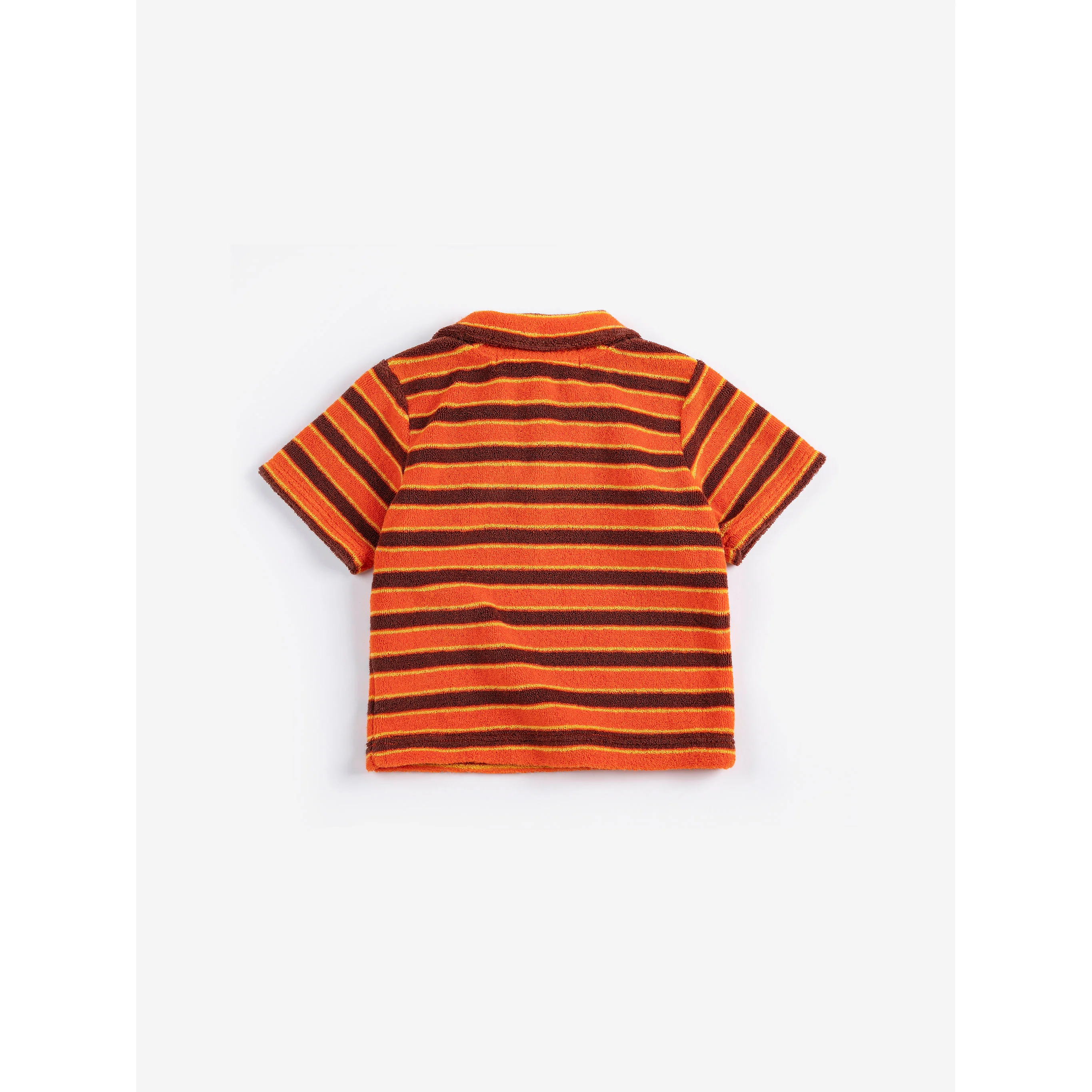 Bobo Choses Orange Striped Brick Terry  Baby Polo - Image 2