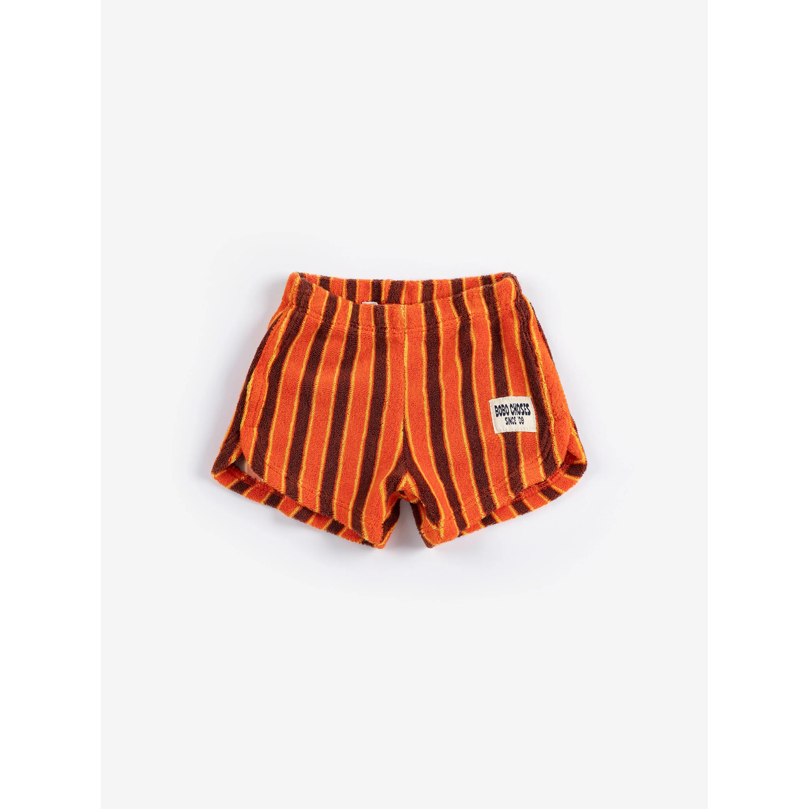 Bobo Choses Orange Striped Brick Terry Baby Shorts